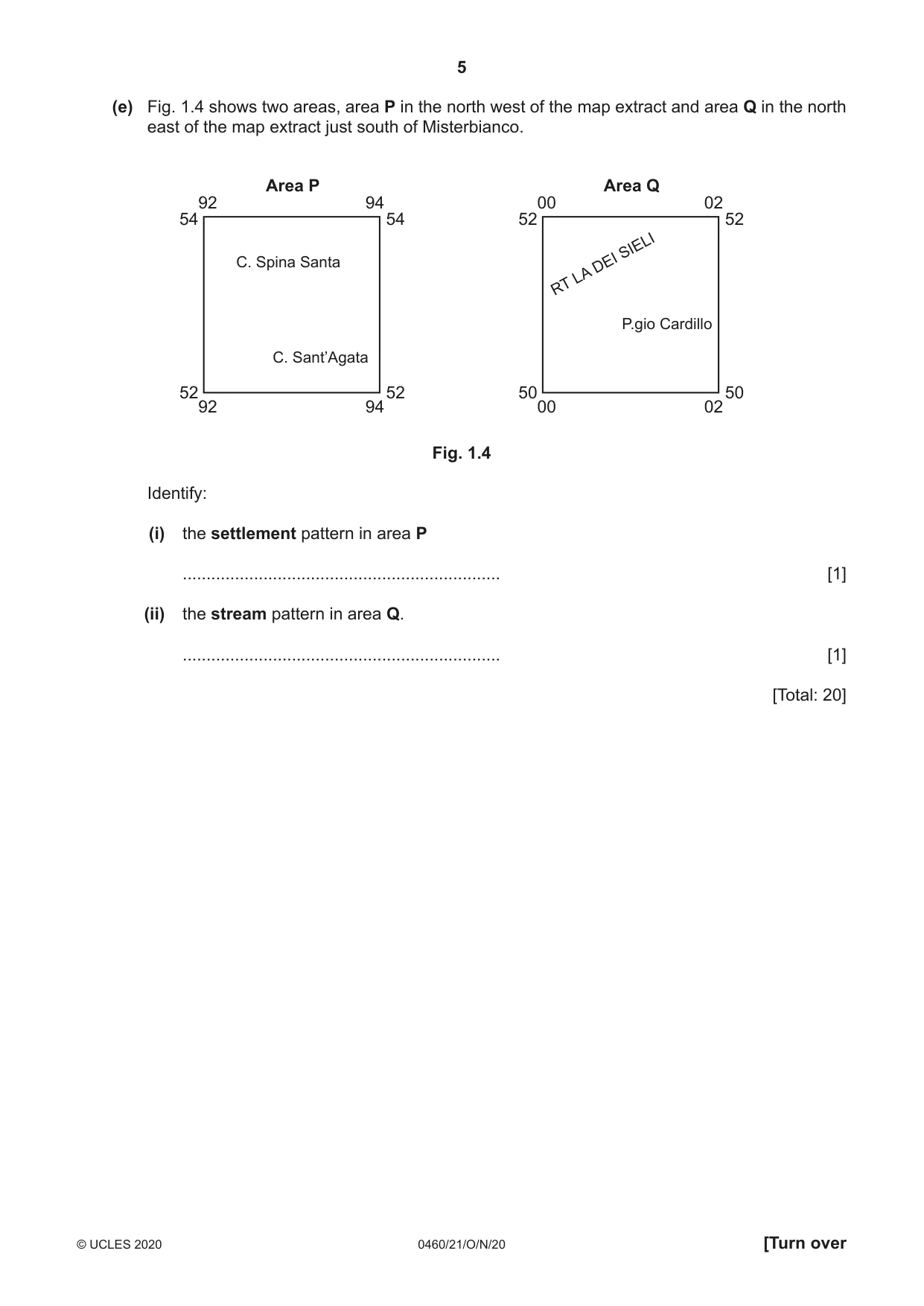 Cambridge IGCSE Geography 0460 2020 Oct/Nov Paper 2 · Variant 1 question paper, page 5 of 20