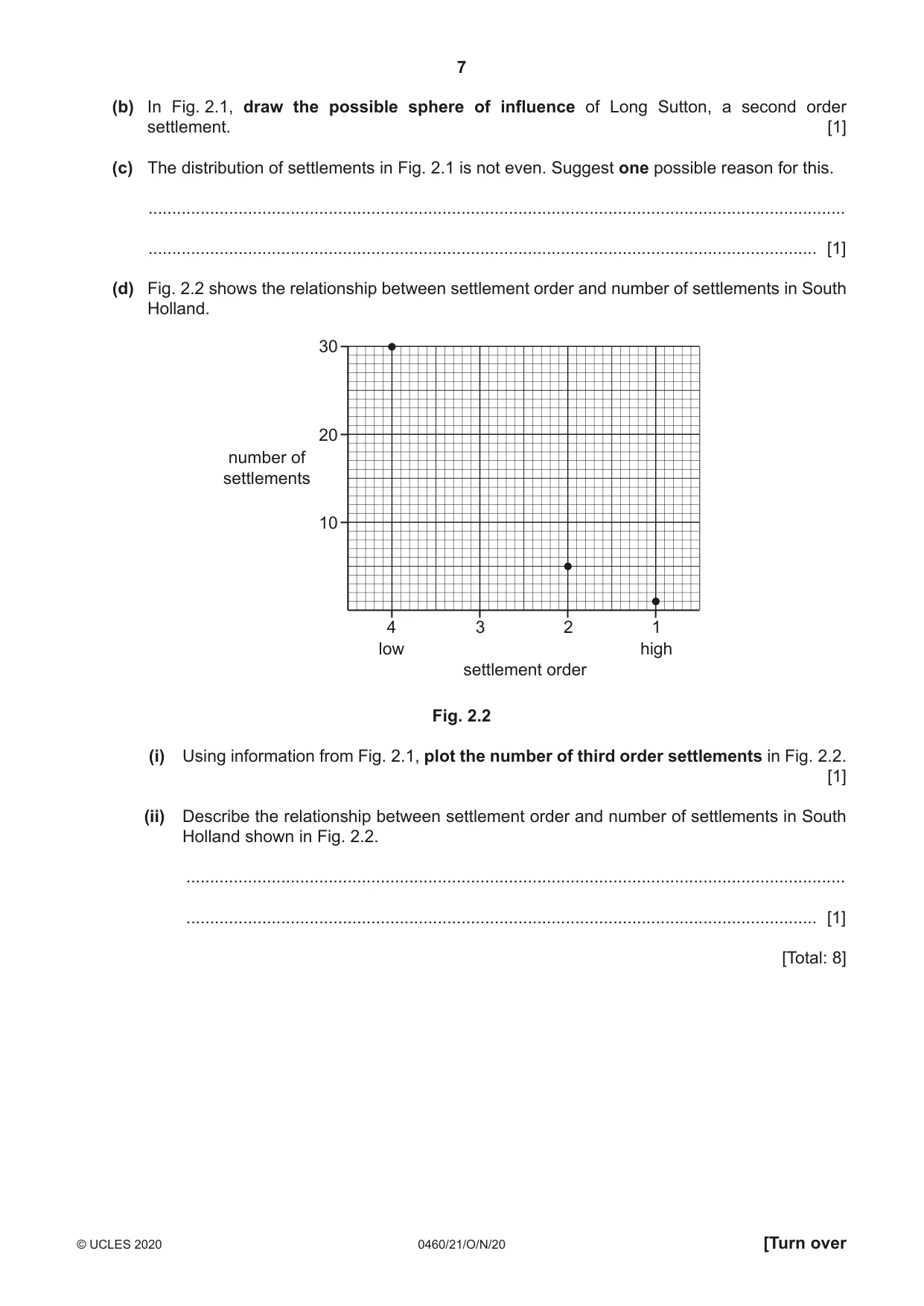 Cambridge IGCSE Geography 0460 2020 Oct/Nov Paper 2 · Variant 1 question paper, page 7 of 20