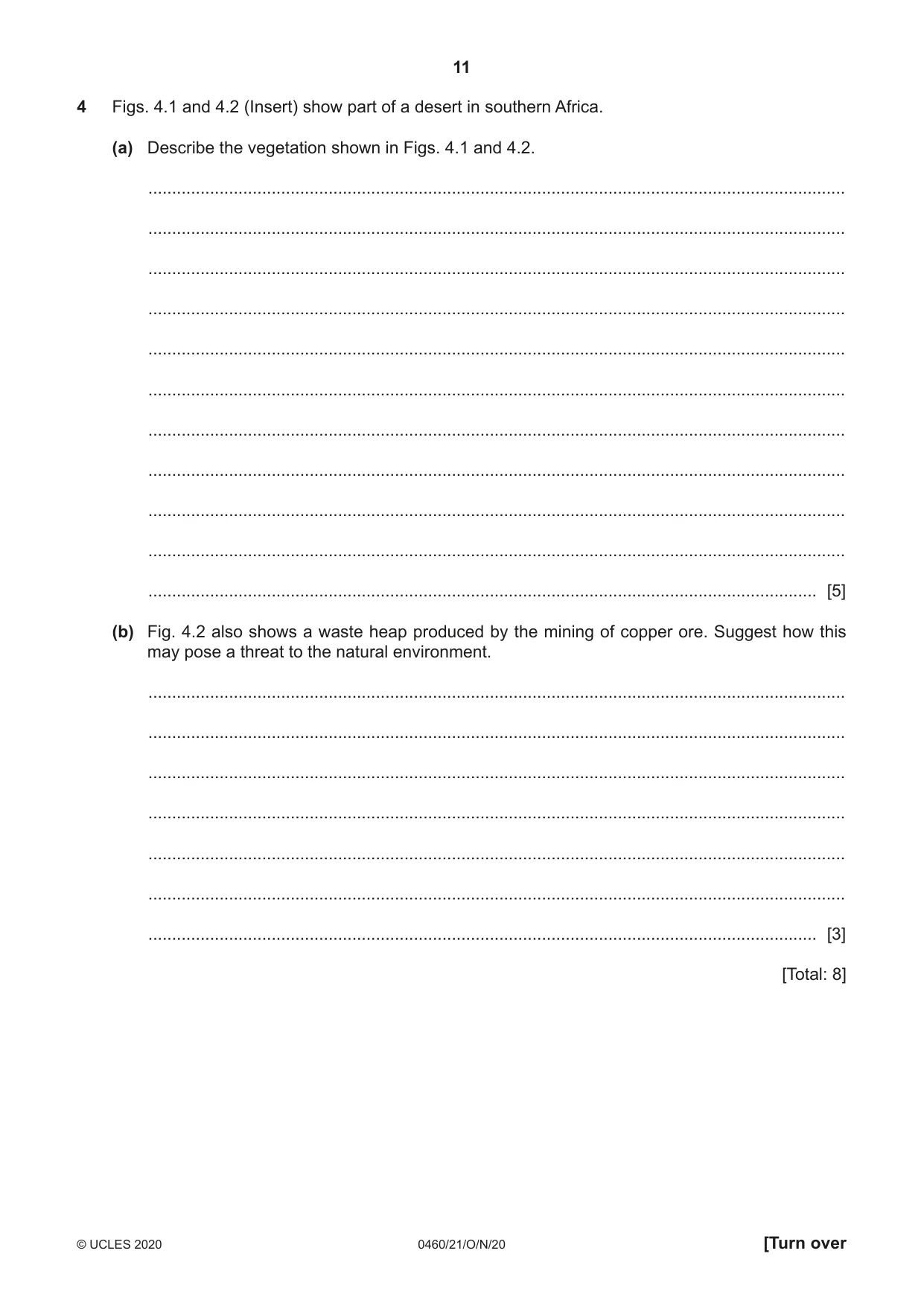 Cambridge IGCSE Geography 0460 2020 Oct/Nov Paper 2 · Variant 1 question paper, page 11 of 20