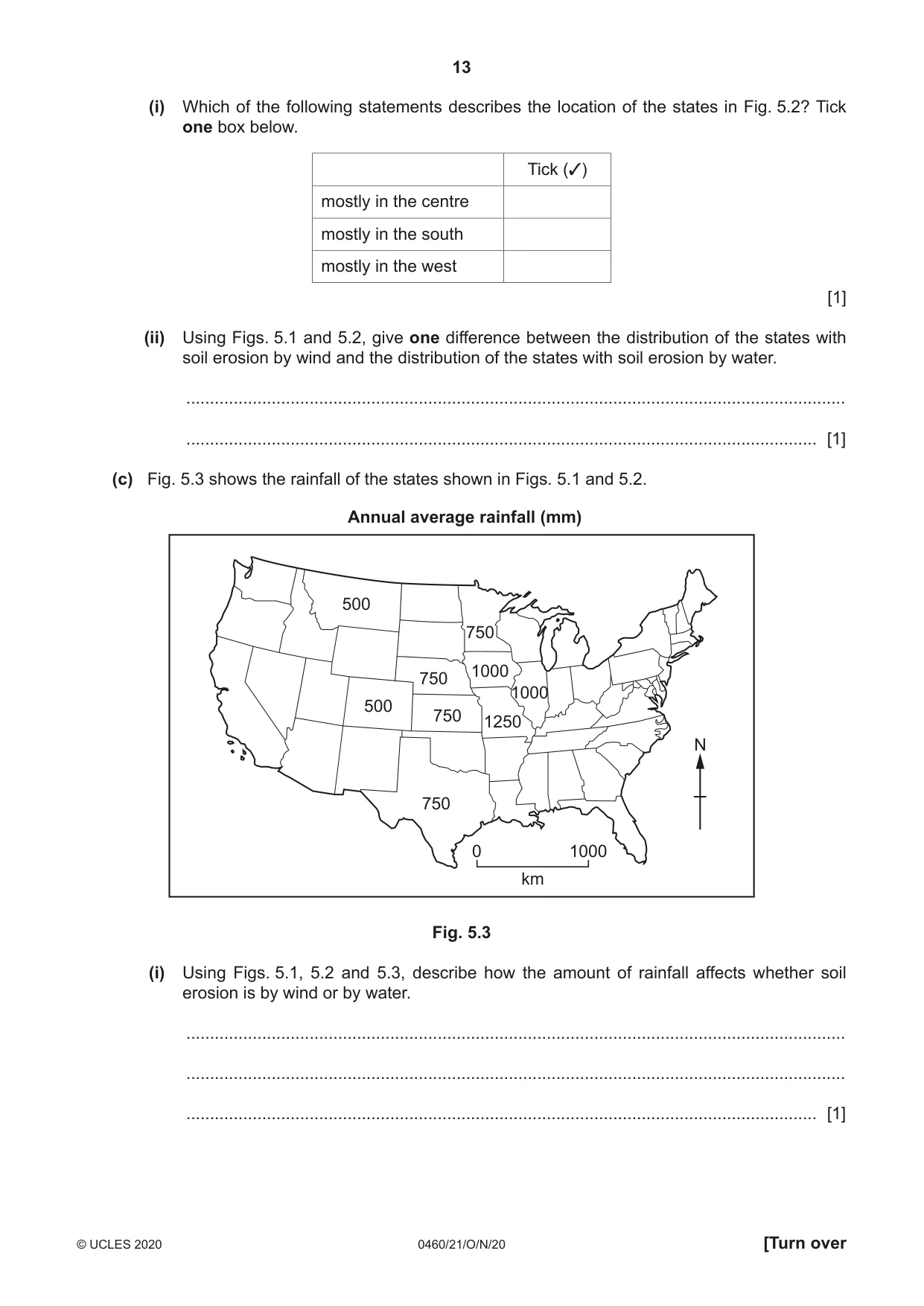 Cambridge IGCSE Geography 0460 2020 Oct/Nov Paper 2 · Variant 1 question paper, page 13 of 20