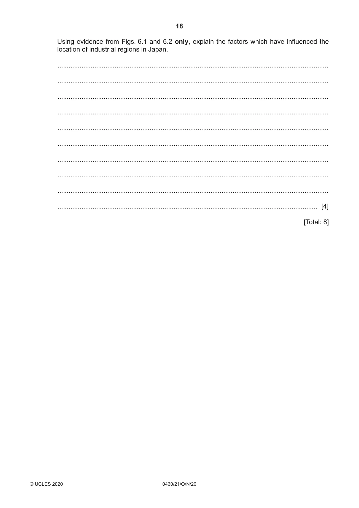 Cambridge IGCSE Geography 0460 2020 Oct/Nov Paper 2 · Variant 1 question paper, page 18 of 20