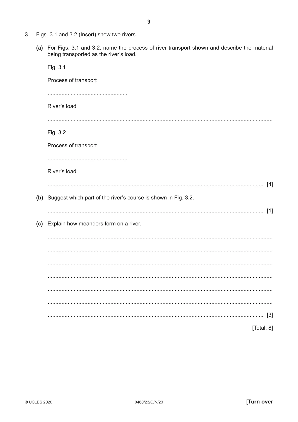 Cambridge IGCSE Geography 0460 2020 Oct/Nov Paper 2 · Variant 3 question paper, page 9 of 20