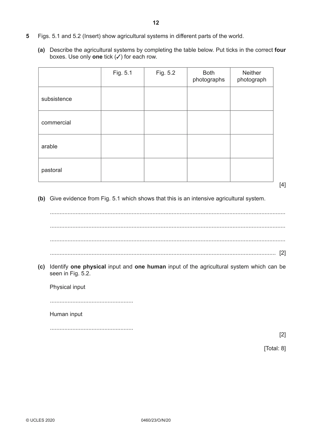 Cambridge IGCSE Geography 0460 2020 Oct/Nov Paper 2 · Variant 3 question paper, page 12 of 20