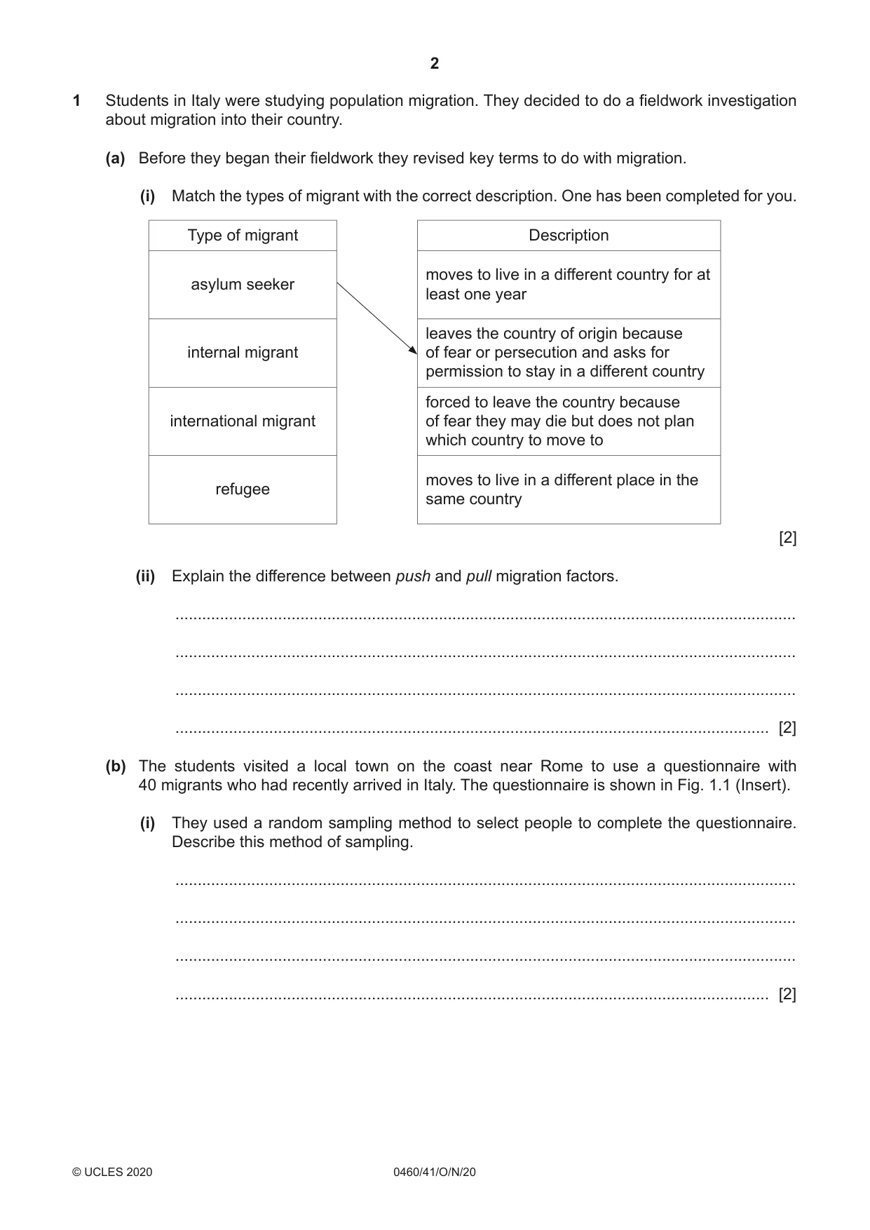 Cambridge IGCSE Geography 0460 2020 Oct/Nov Paper 4 · Variant 1 question paper, page 2 of 16