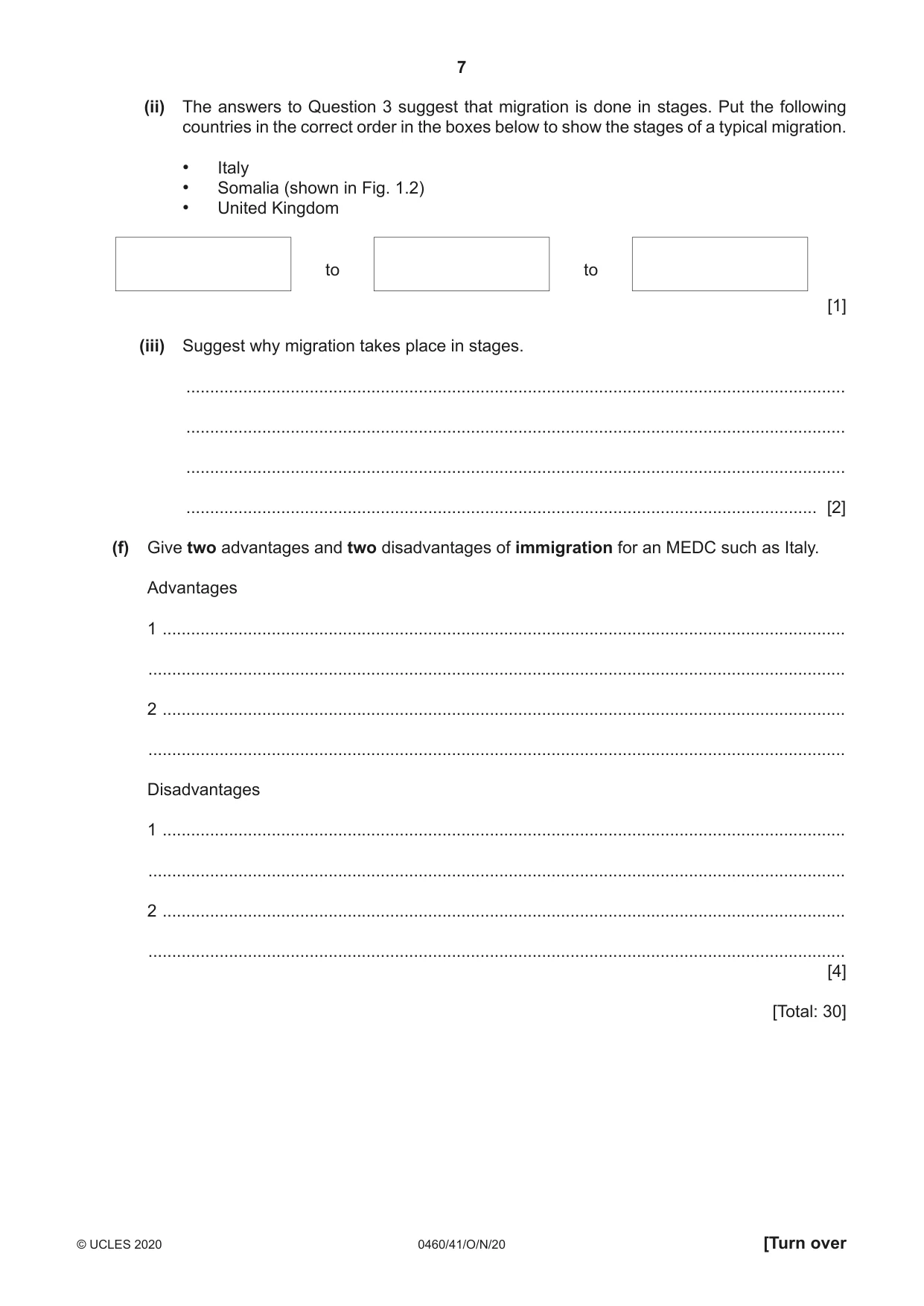 Cambridge IGCSE Geography 0460 2020 Oct/Nov Paper 4 · Variant 1 question paper, page 7 of 16