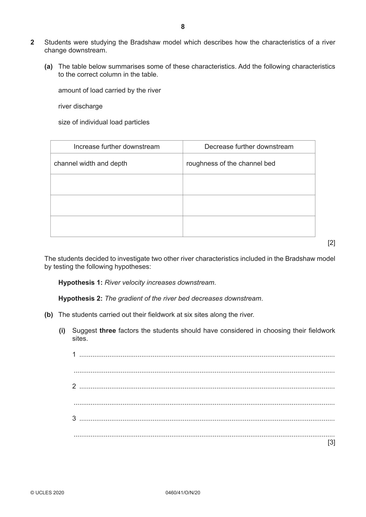 Cambridge IGCSE Geography 0460 2020 Oct/Nov Paper 4 · Variant 1 question paper, page 8 of 16