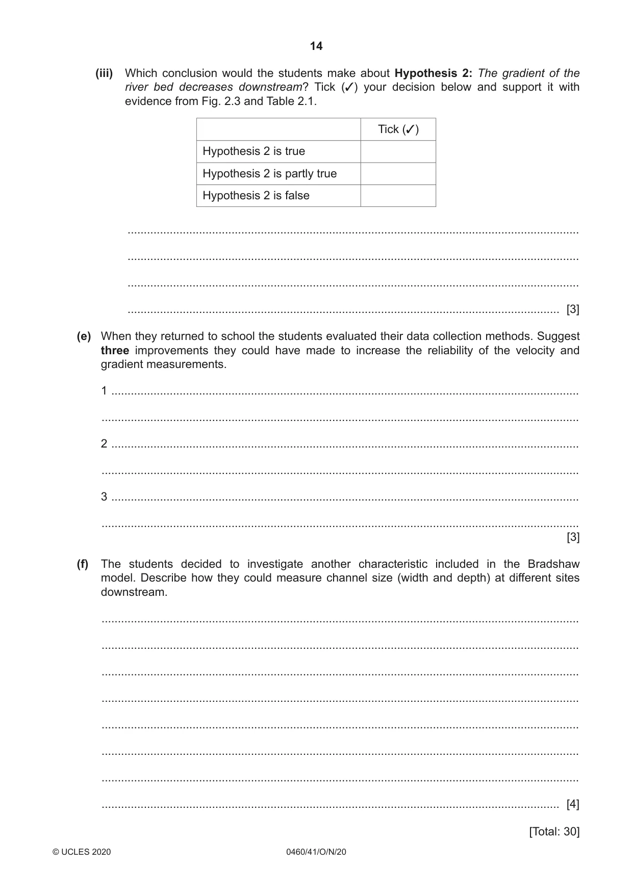 Cambridge IGCSE Geography 0460 2020 Oct/Nov Paper 4 · Variant 1 question paper, page 14 of 16