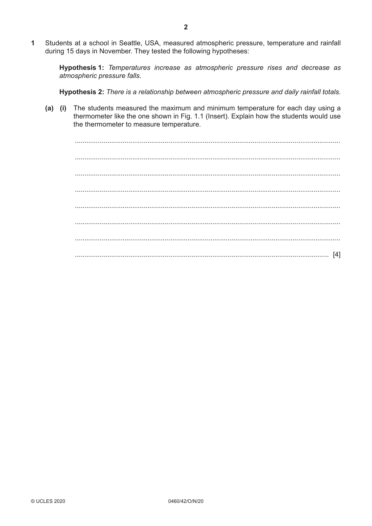 Cambridge IGCSE Geography 0460 2020 Oct/Nov Paper 4 · Variant 2 question paper, page 2 of 20