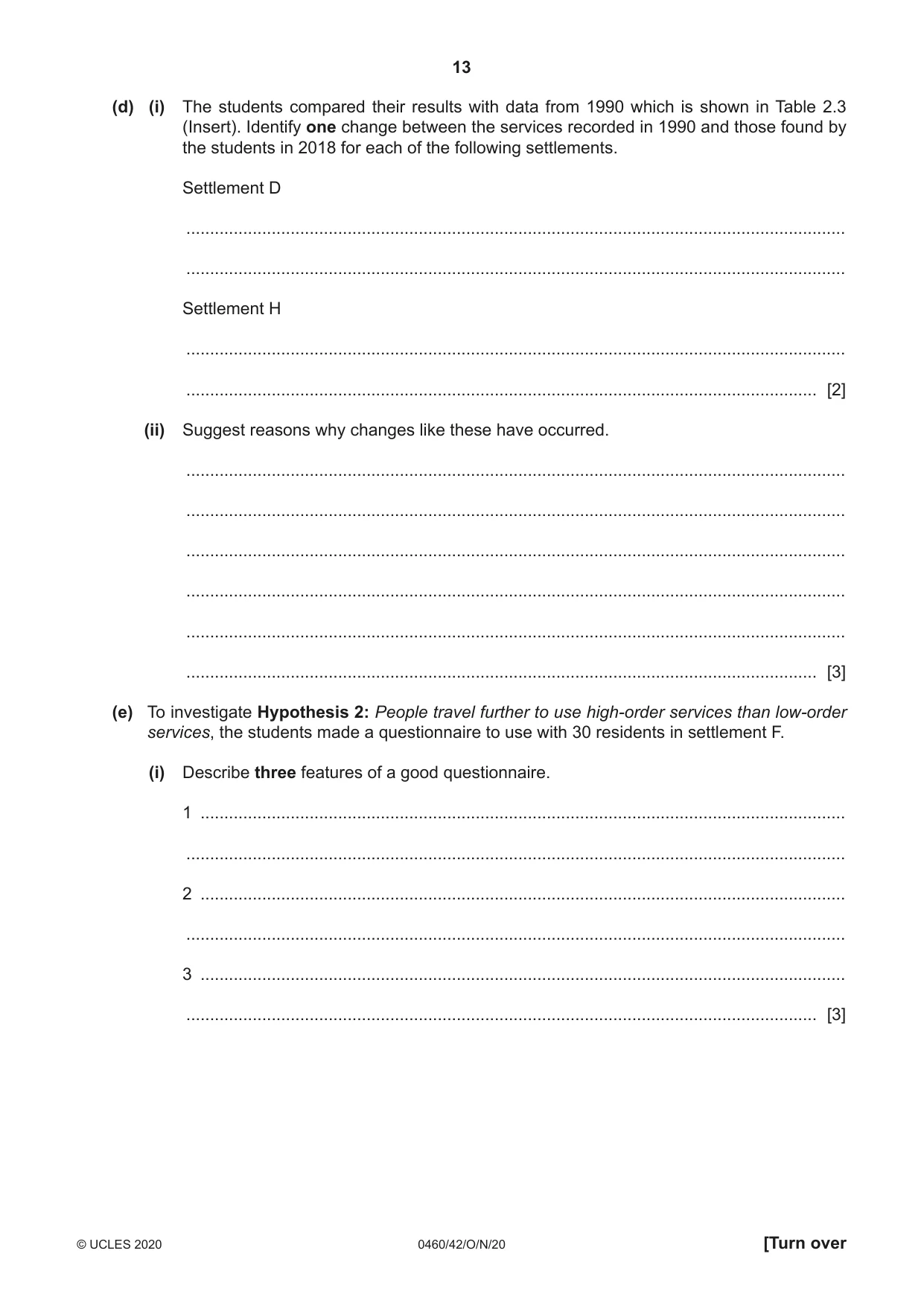 Cambridge IGCSE Geography 0460 2020 Oct/Nov Paper 4 · Variant 2 question paper, page 13 of 20