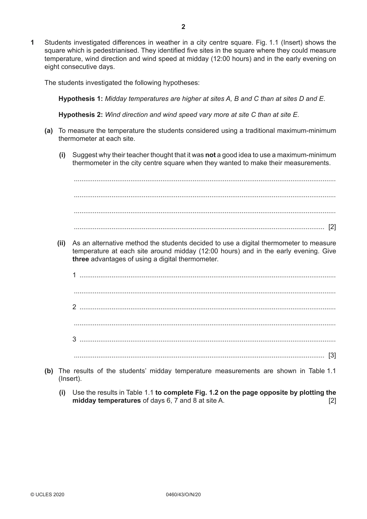 Cambridge IGCSE Geography 0460 2020 Oct/Nov Paper 4 · Variant 3 question paper, page 2 of 20