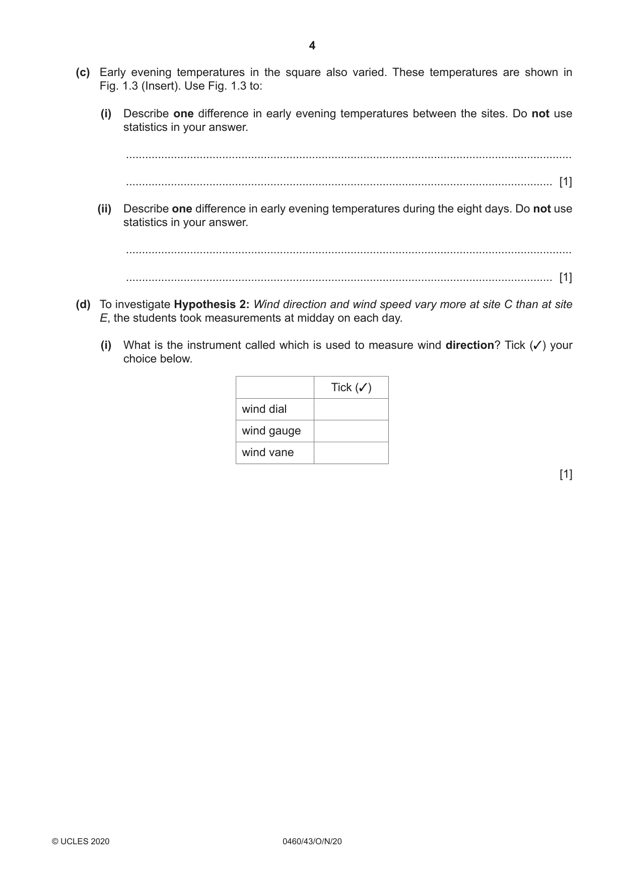 Cambridge IGCSE Geography 0460 2020 Oct/Nov Paper 4 · Variant 3 question paper, page 4 of 20