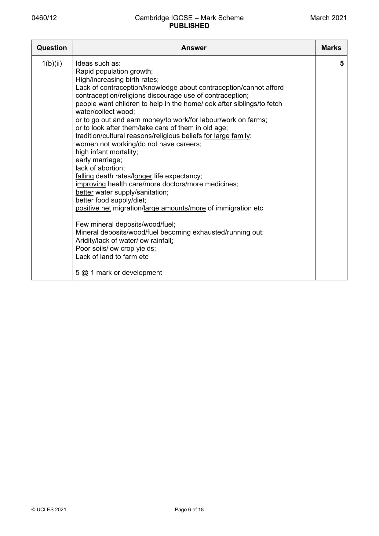 Mark scheme, page 6 of 18
