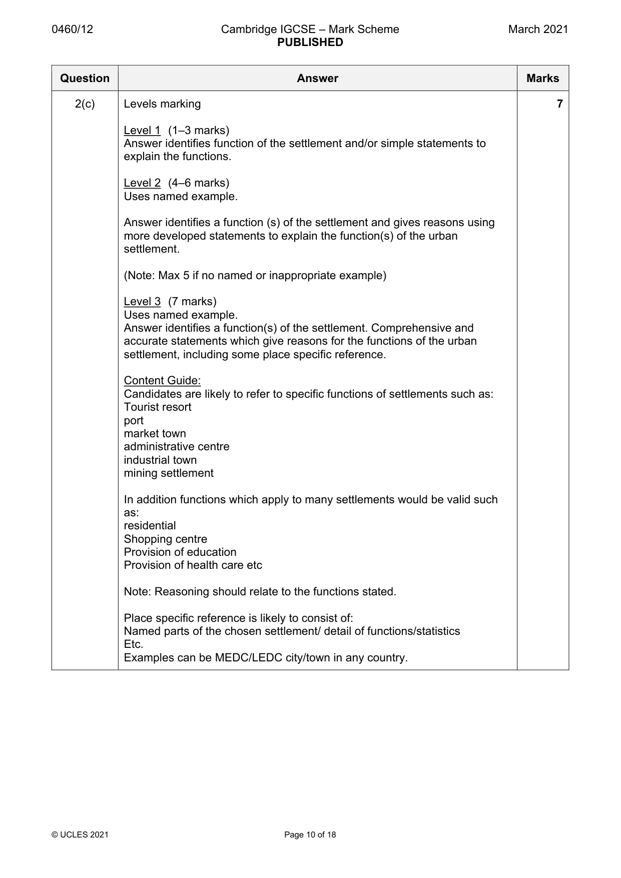 Mark scheme, page 10 of 18