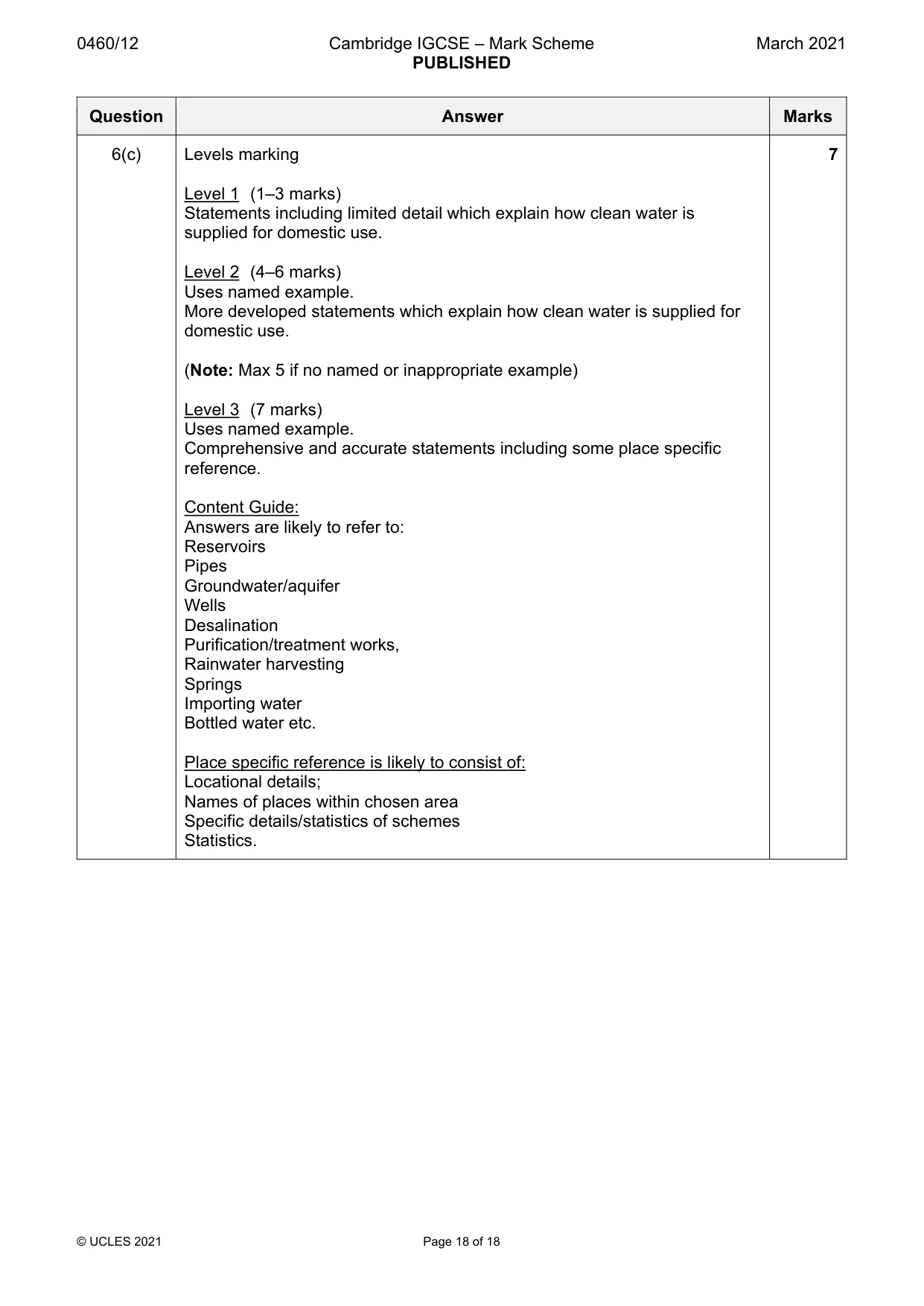 Mark scheme, page 18 of 18