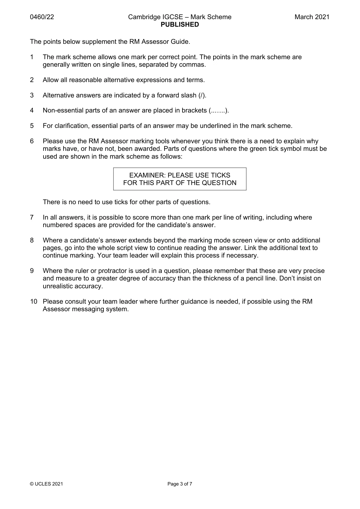 Mark scheme, page 3 of 7