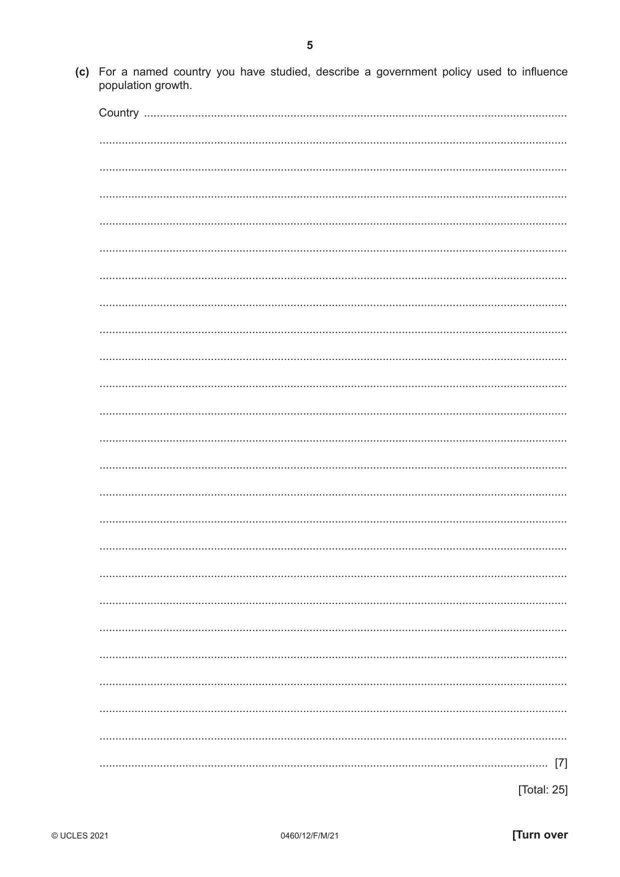 Cambridge IGCSE Geography 0460 2021 Feb/March Paper 1 · Variant 2 question paper, page 5 of 32