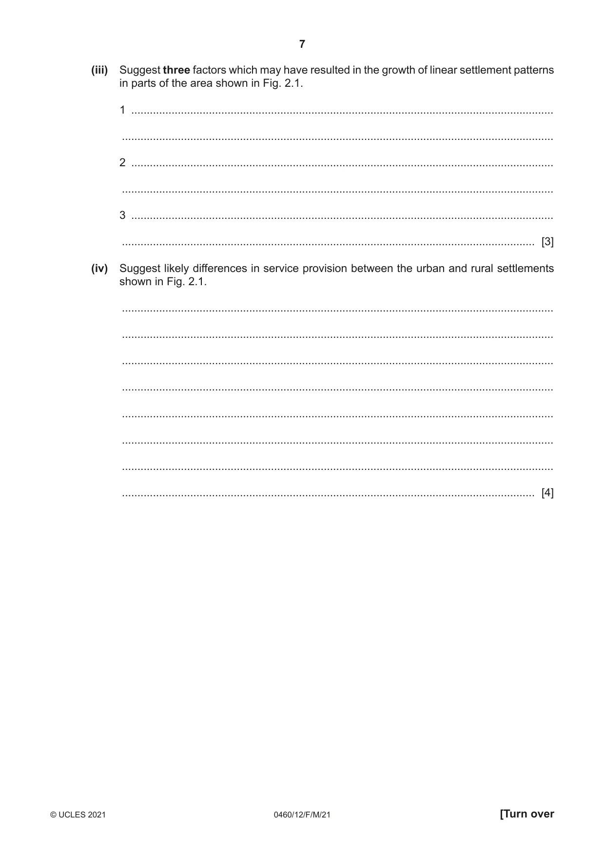 Cambridge IGCSE Geography 0460 2021 Feb/March Paper 1 · Variant 2 question paper, page 7 of 32