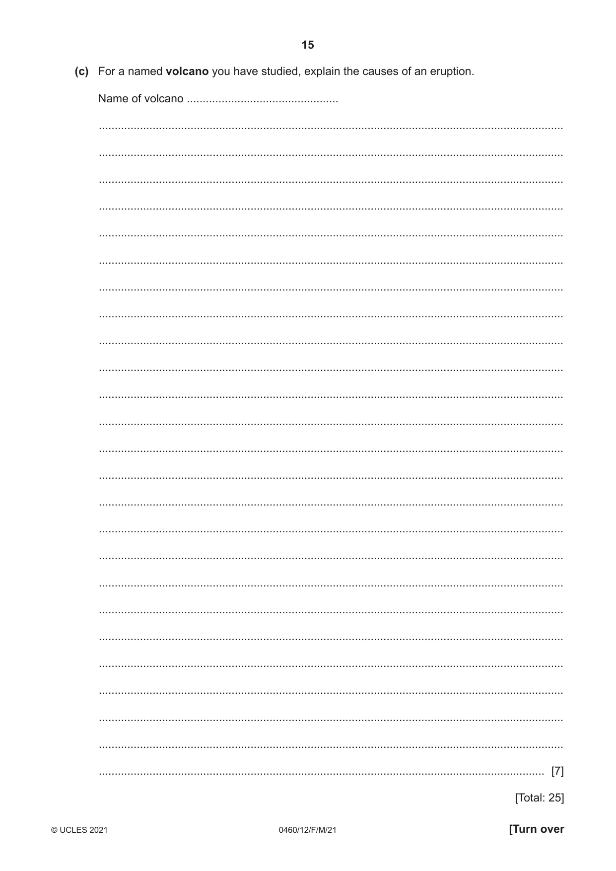 Cambridge IGCSE Geography 0460 2021 Feb/March Paper 1 · Variant 2 question paper, page 15 of 32