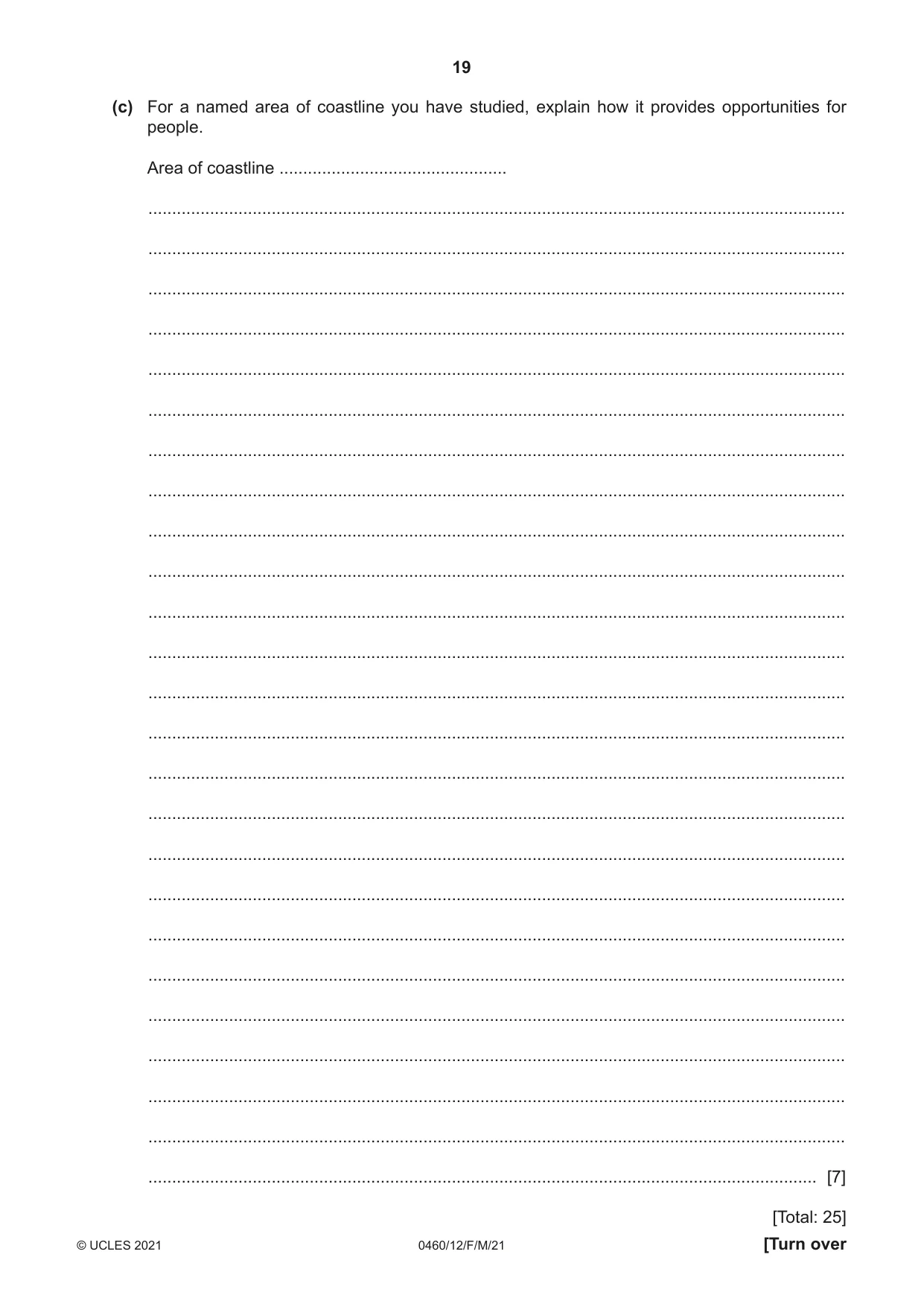 Cambridge IGCSE Geography 0460 2021 Feb/March Paper 1 · Variant 2 question paper, page 19 of 32