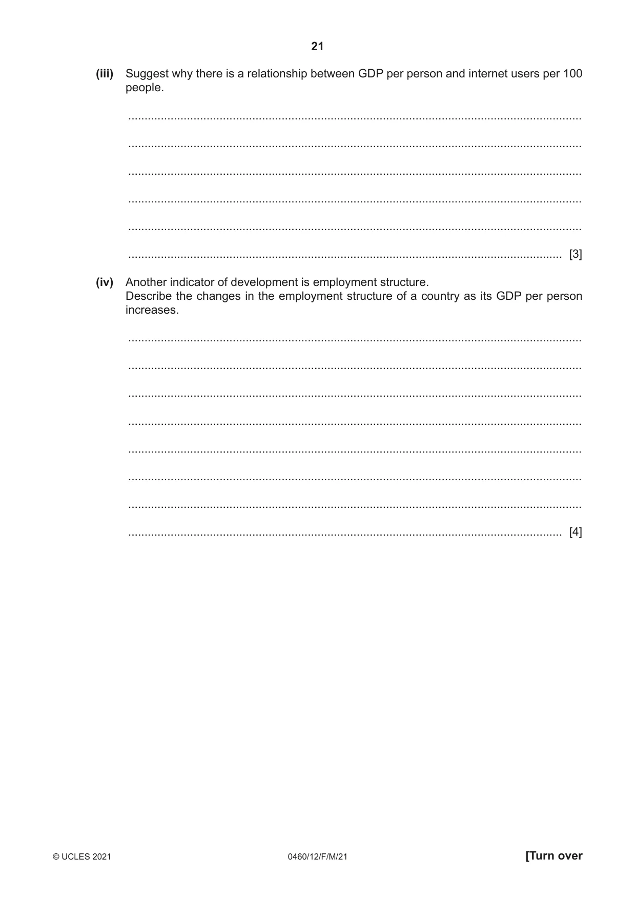 Cambridge IGCSE Geography 0460 2021 Feb/March Paper 1 · Variant 2 question paper, page 21 of 32