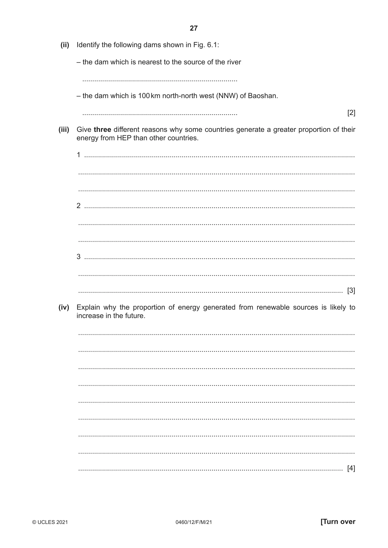Cambridge IGCSE Geography 0460 2021 Feb/March Paper 1 · Variant 2 question paper, page 27 of 32