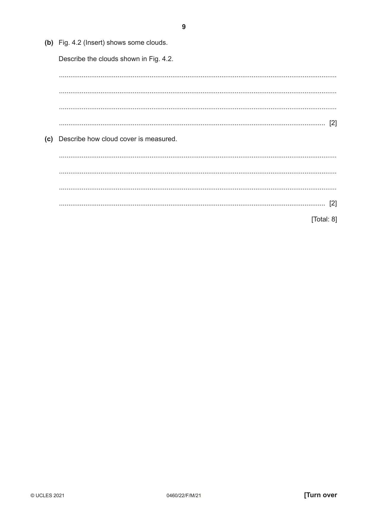 Cambridge IGCSE Geography 0460 2021 Feb/March Paper 2 · Variant 2 question paper, page 9 of 16