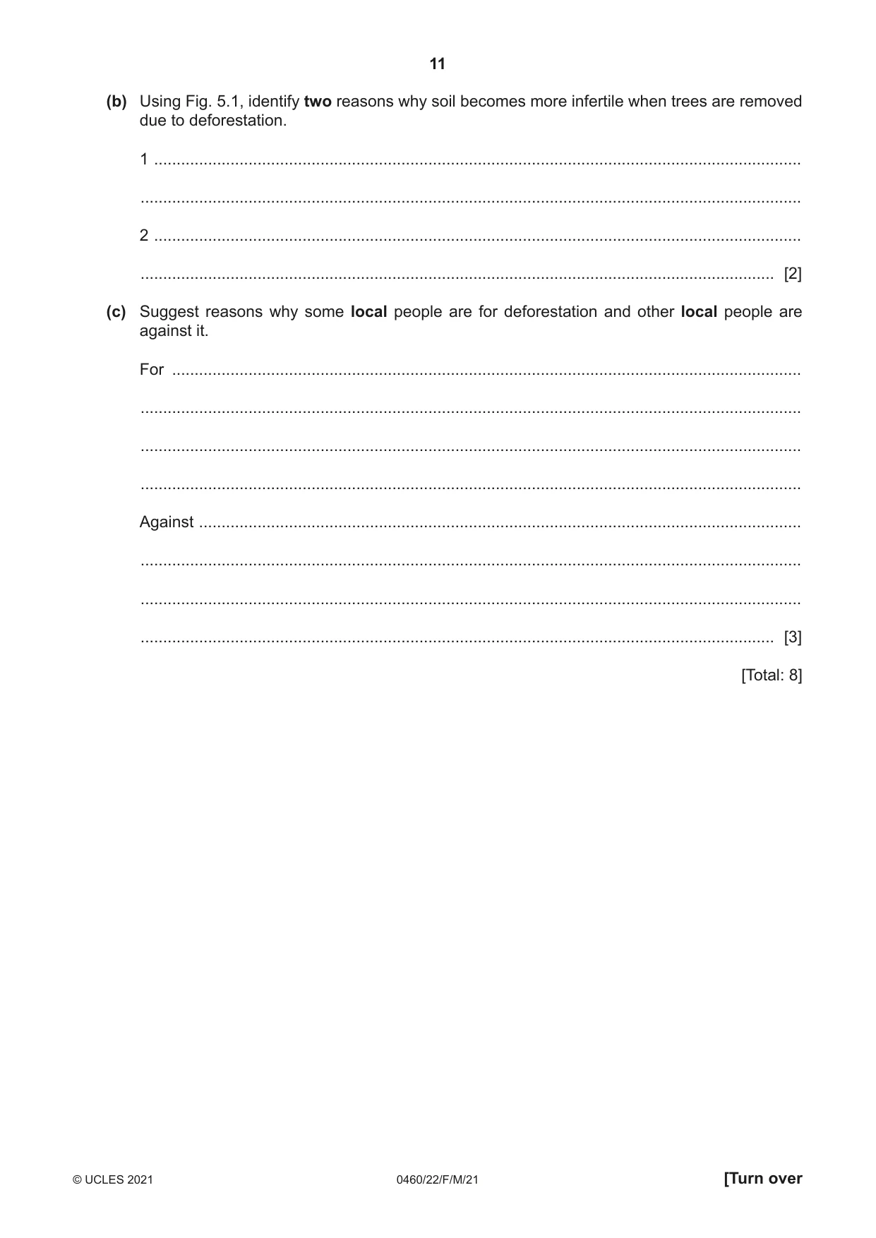 Cambridge IGCSE Geography 0460 2021 Feb/March Paper 2 · Variant 2 question paper, page 11 of 16