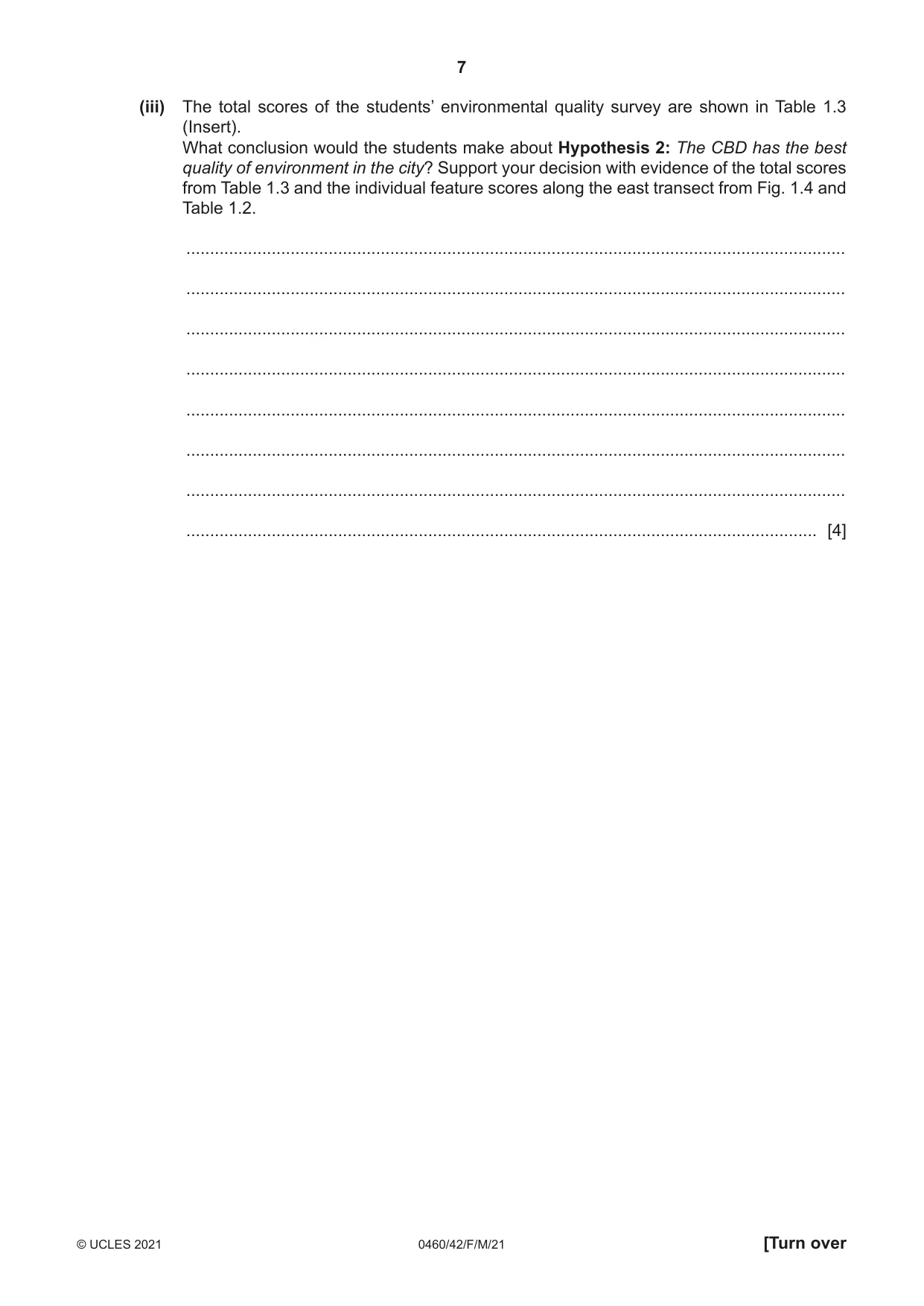 Cambridge IGCSE Geography 0460 2021 Feb/March Paper 4 · Variant 2 question paper, page 7 of 20