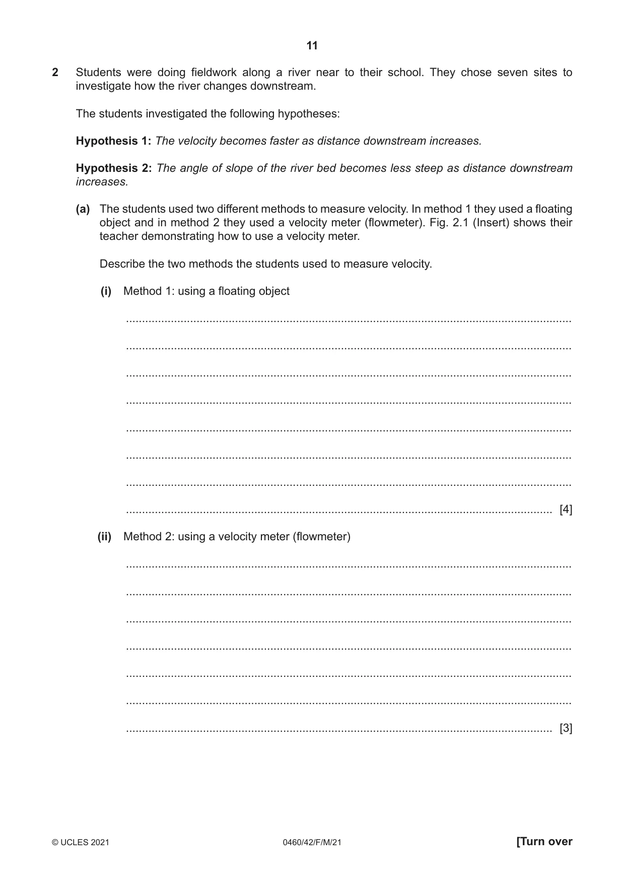 Cambridge IGCSE Geography 0460 2021 Feb/March Paper 4 · Variant 2 question paper, page 11 of 20