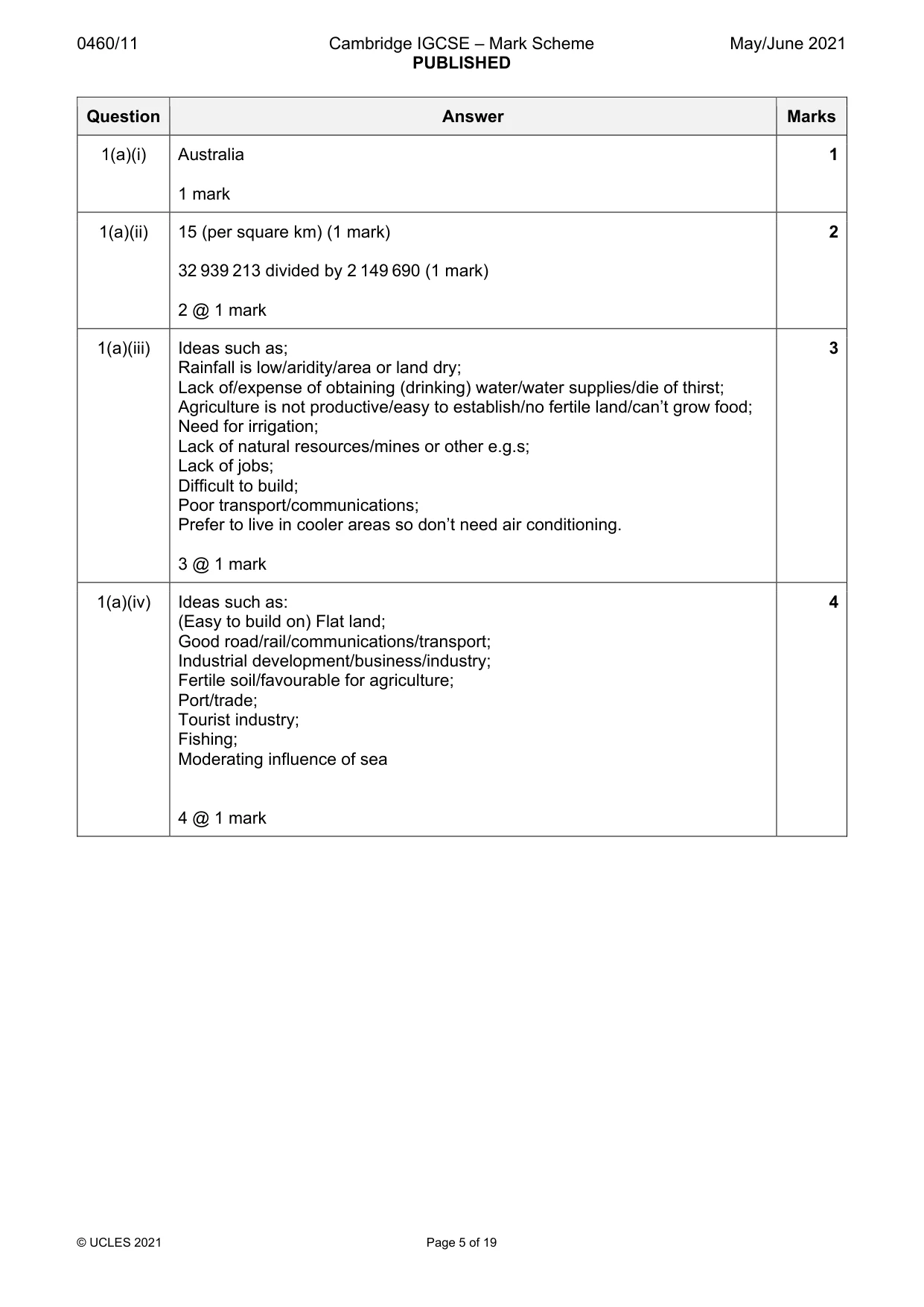 Mark scheme, page 5 of 19
