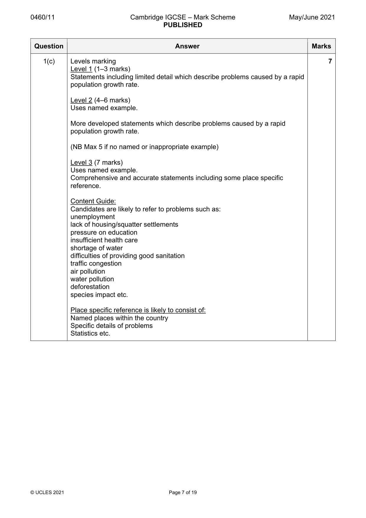 Mark scheme, page 7 of 19