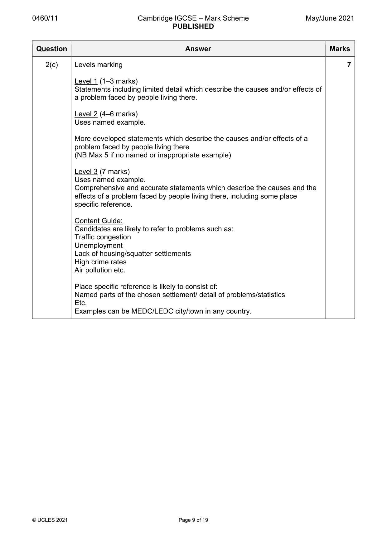 Mark scheme, page 9 of 19