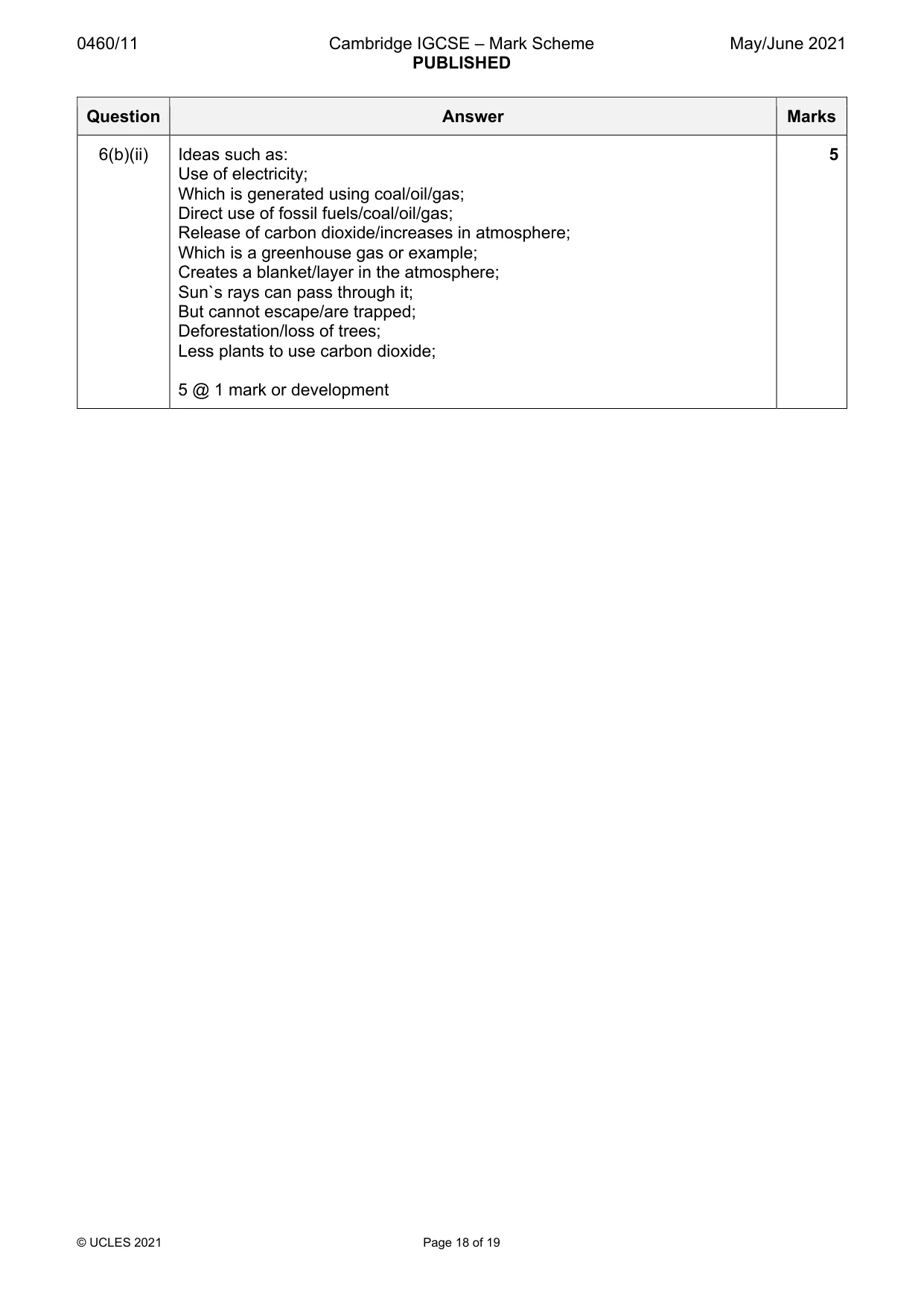 Mark scheme, page 18 of 19