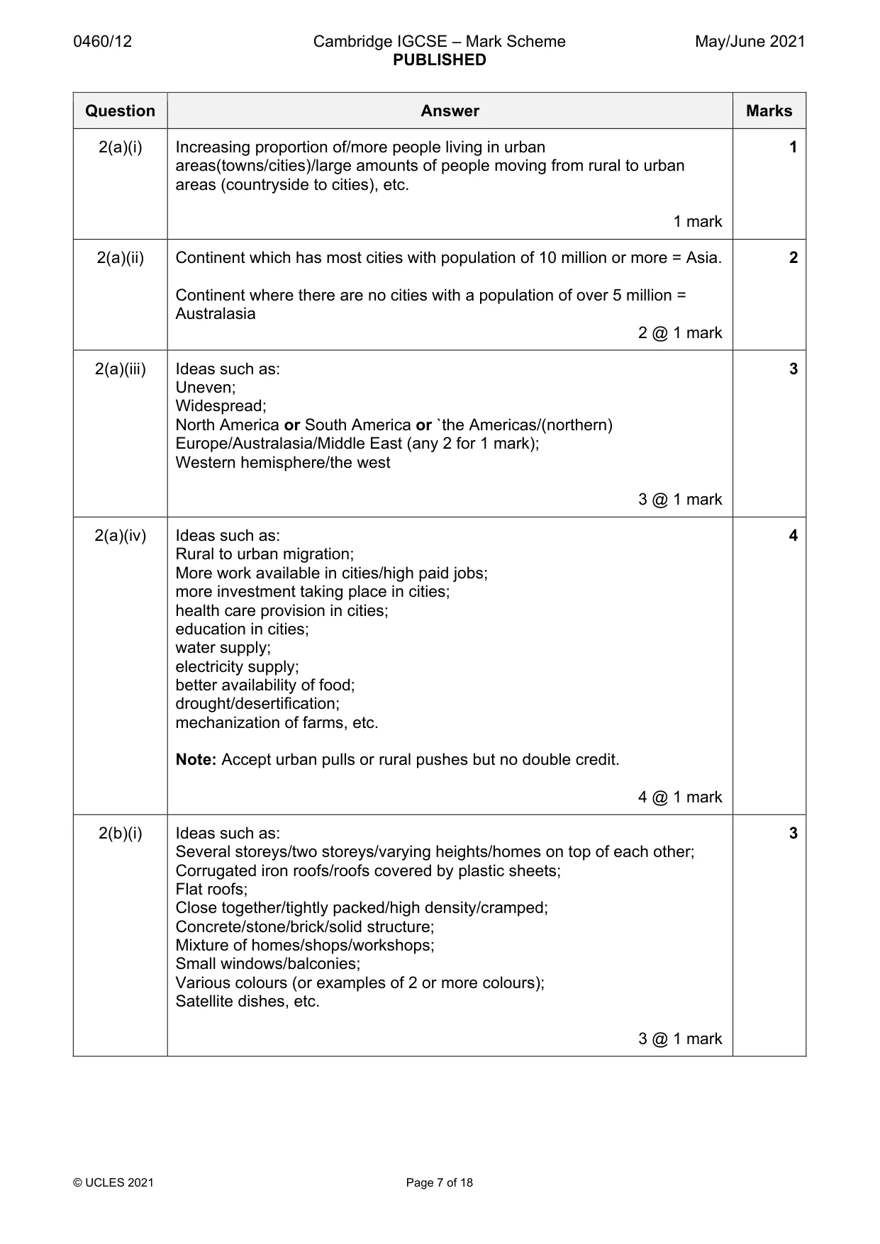 Mark scheme, page 7 of 18