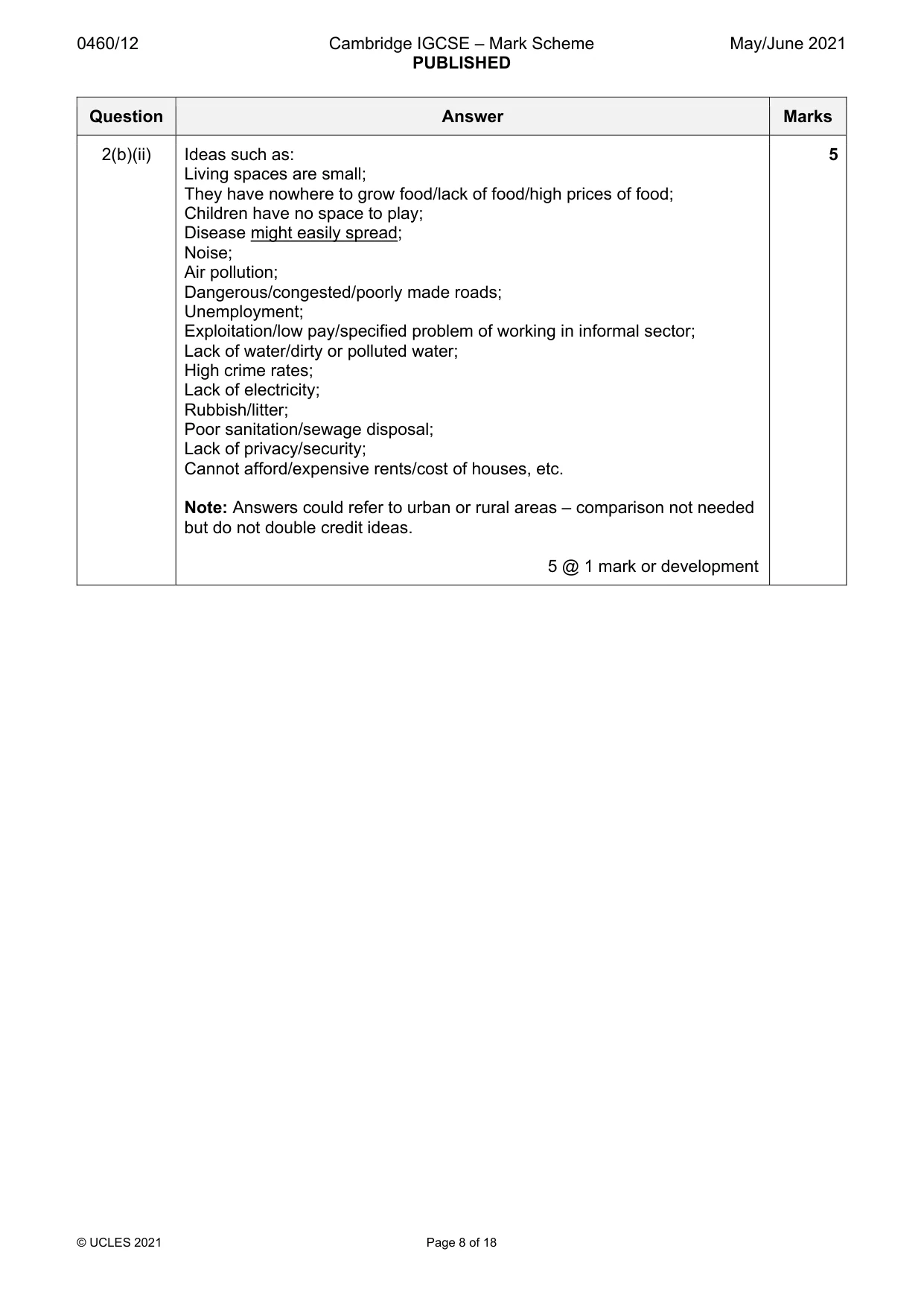 Mark scheme, page 8 of 18
