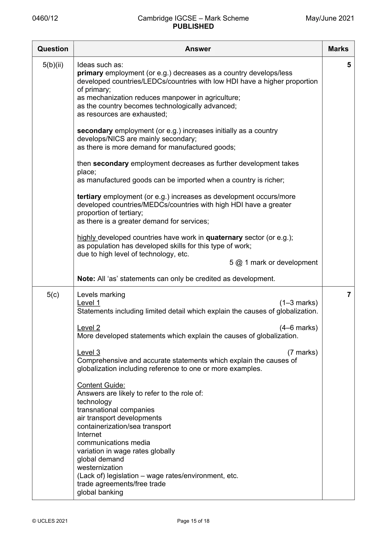 Mark scheme, page 15 of 18