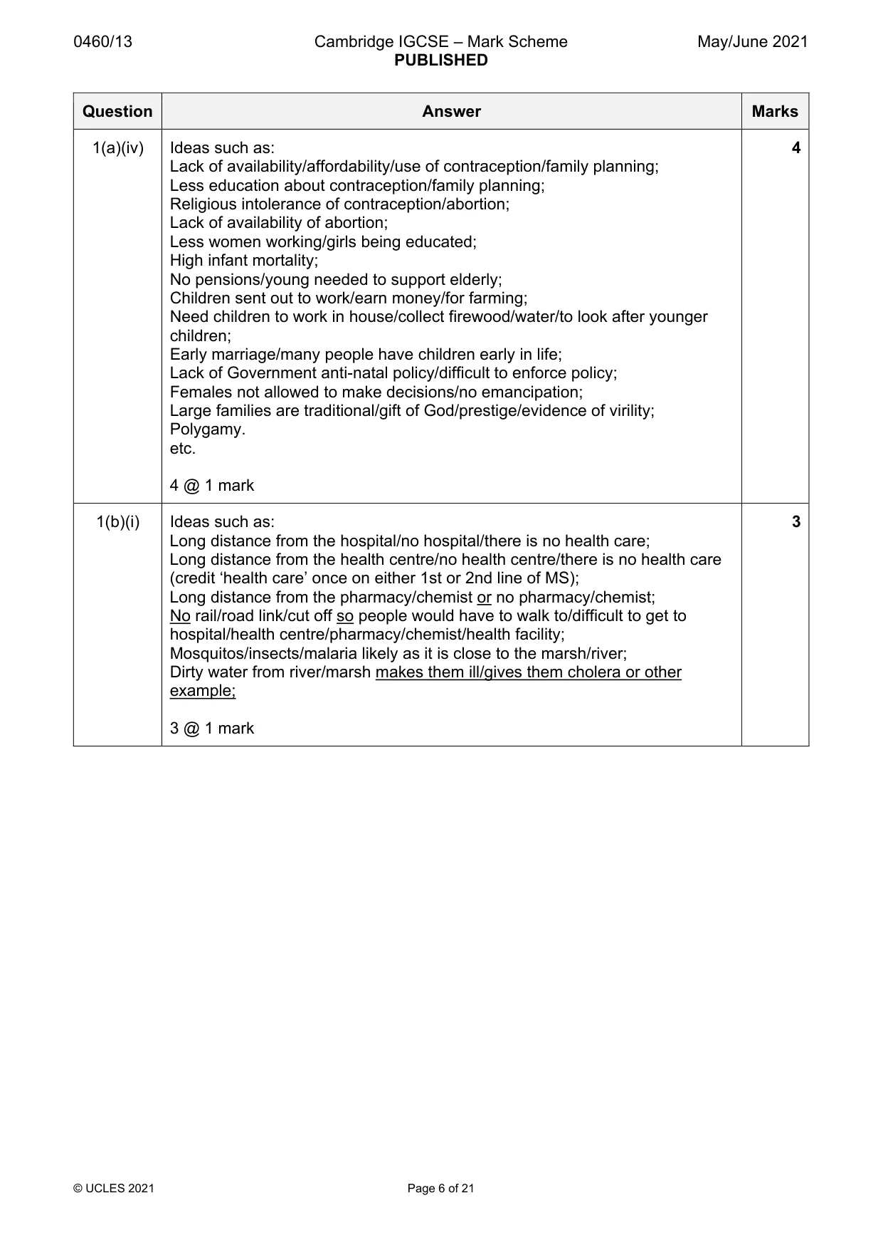 Mark scheme, page 6 of 21