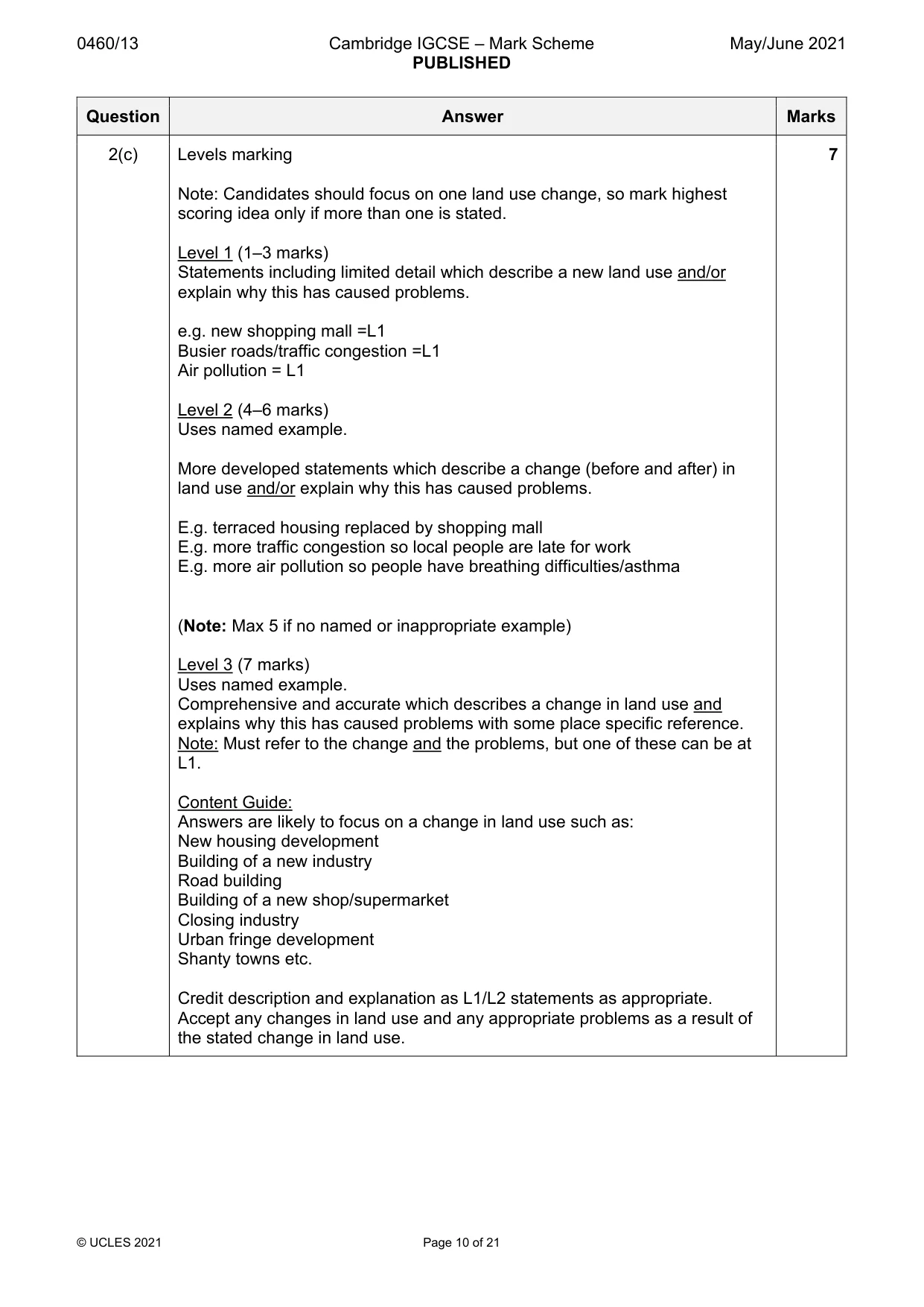 Mark scheme, page 10 of 21