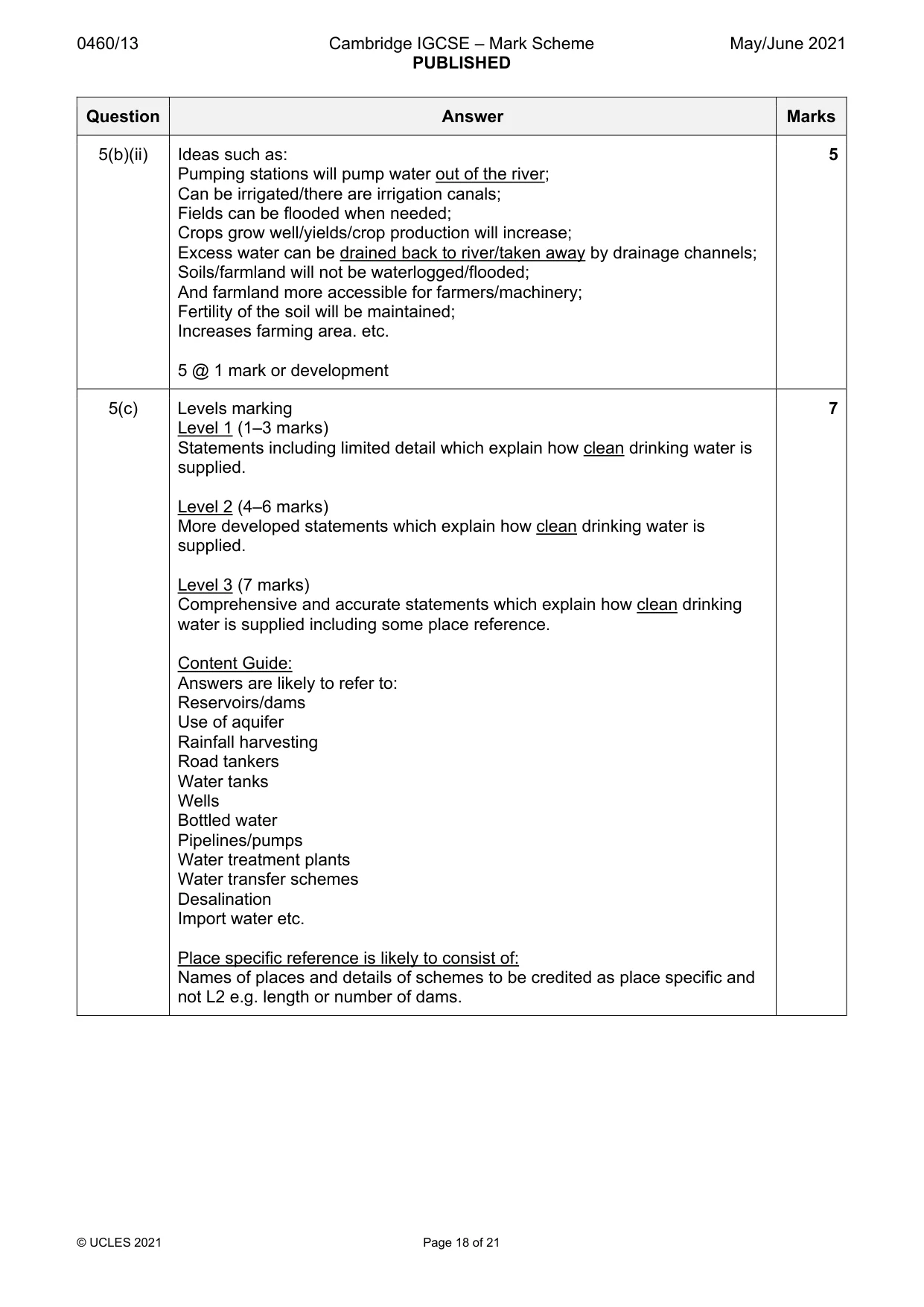 Mark scheme, page 18 of 21