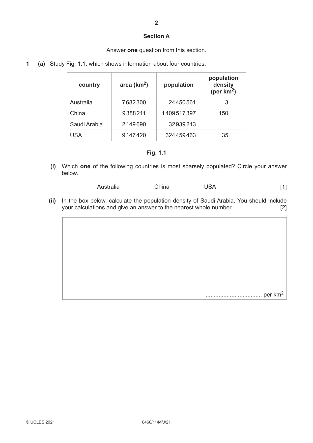 Cambridge IGCSE Geography 0460 2021 May/June Paper 1 · Variant 1 question paper, page 2 of 32