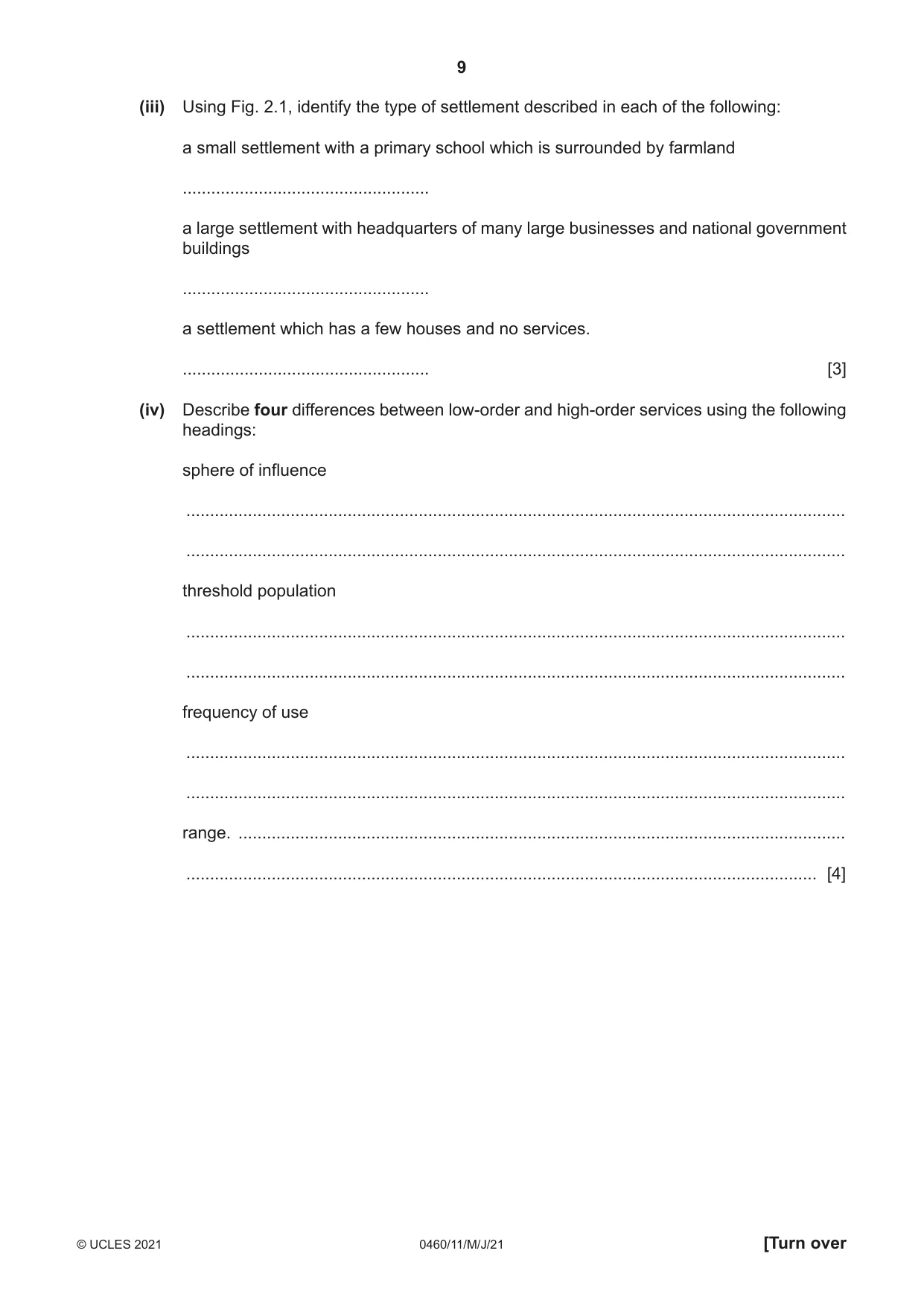 Cambridge IGCSE Geography 0460 2021 May/June Paper 1 · Variant 1 question paper, page 9 of 32