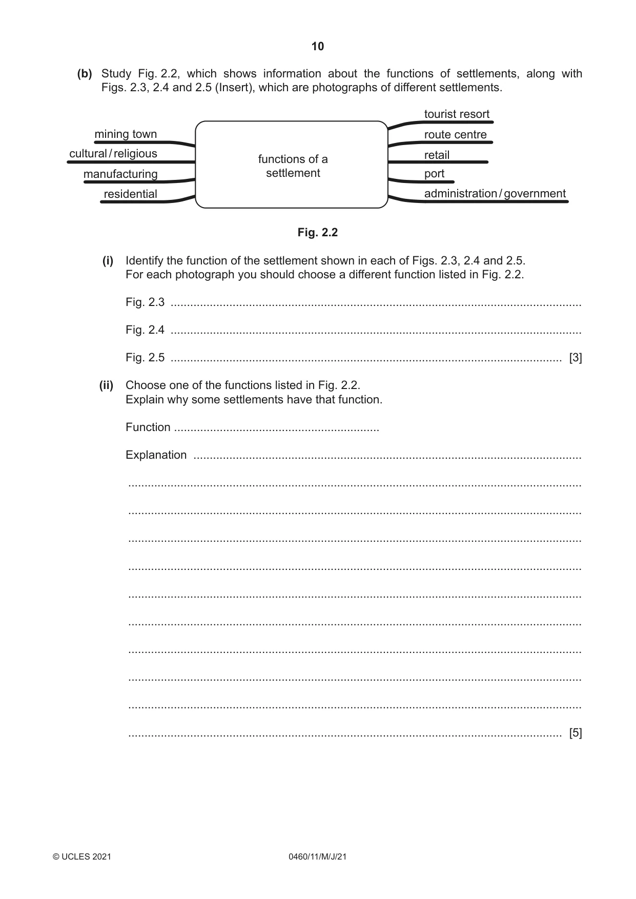 Cambridge IGCSE Geography 0460 2021 May/June Paper 1 · Variant 1 question paper, page 10 of 32