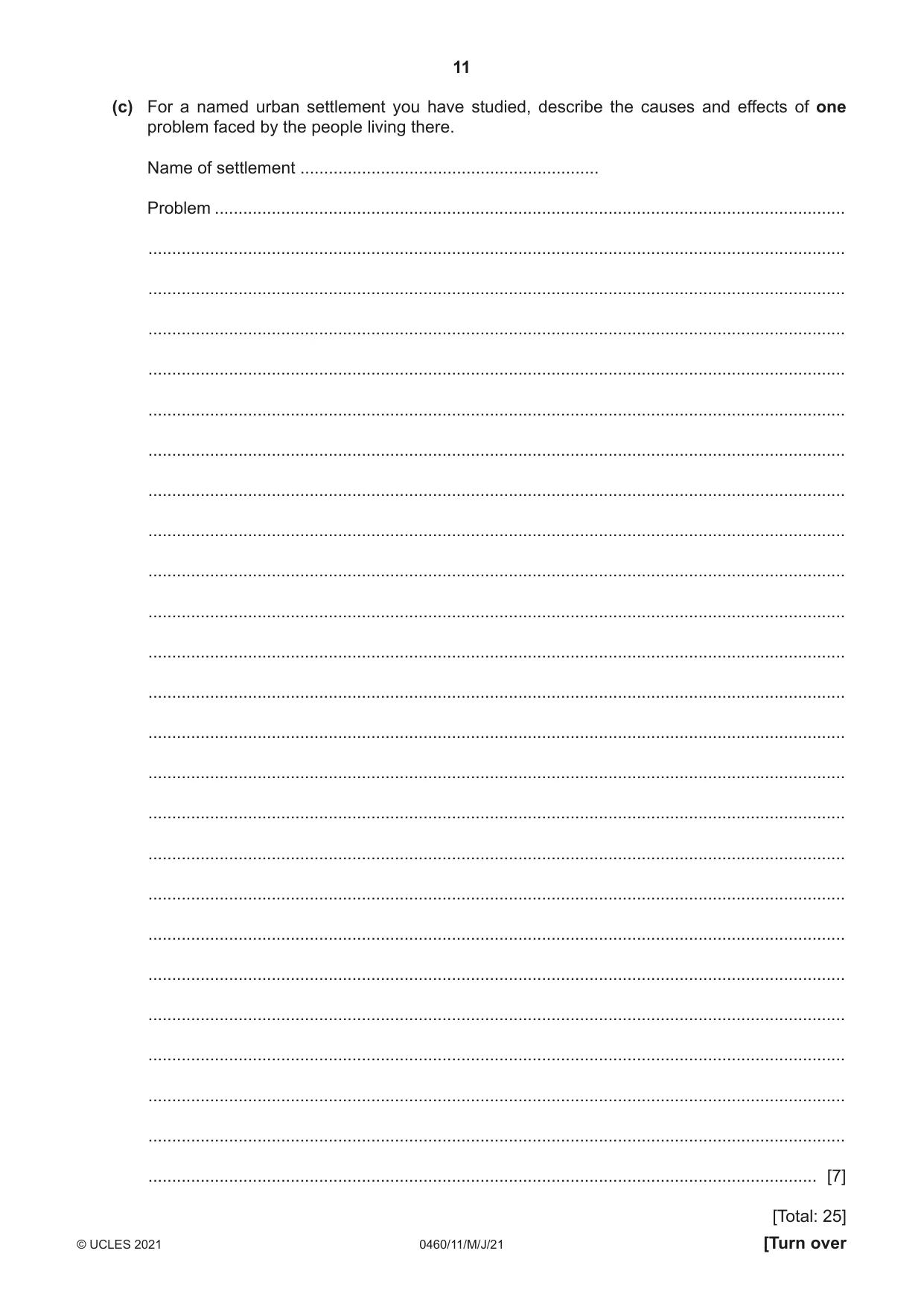 Cambridge IGCSE Geography 0460 2021 May/June Paper 1 · Variant 1 question paper, page 11 of 32
