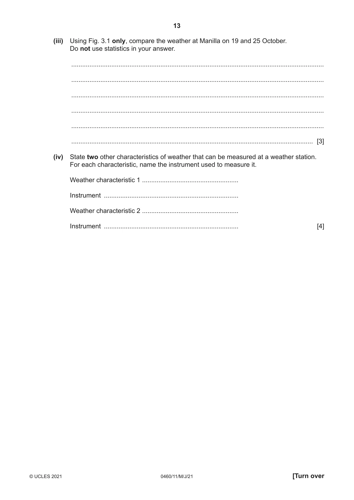 Cambridge IGCSE Geography 0460 2021 May/June Paper 1 · Variant 1 question paper, page 13 of 32