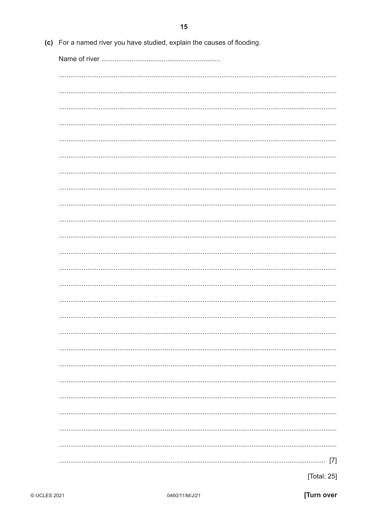 Cambridge IGCSE Geography 0460 2021 May/June Paper 1 · Variant 1 question paper, page 15 of 32