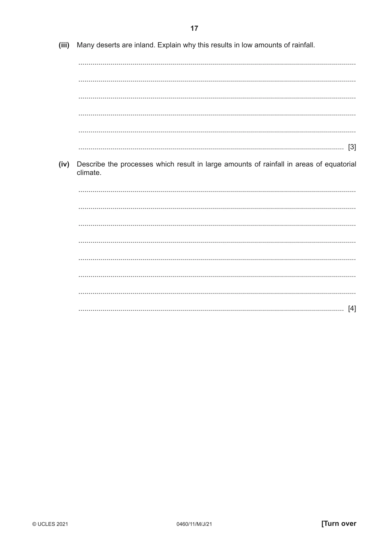 Cambridge IGCSE Geography 0460 2021 May/June Paper 1 · Variant 1 question paper, page 17 of 32