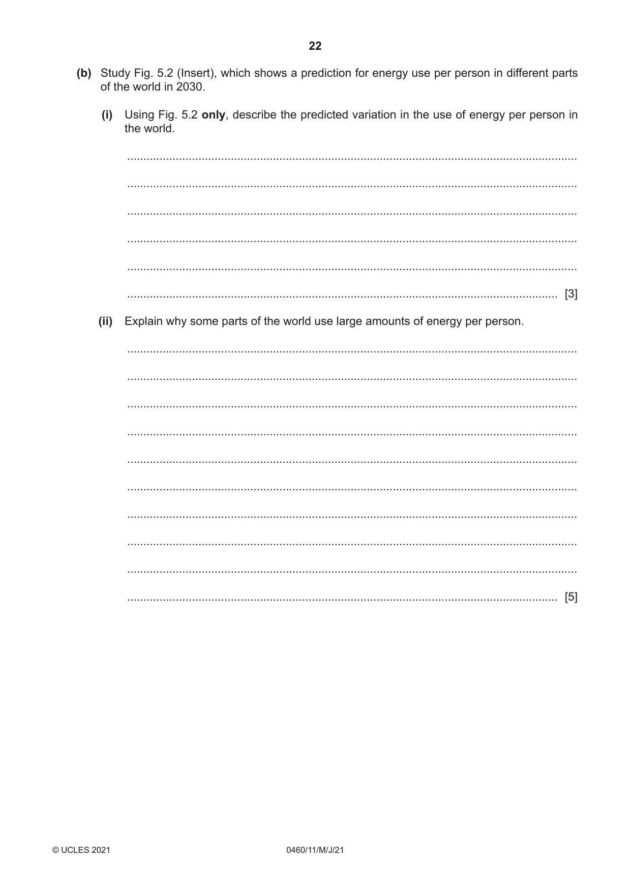 Cambridge IGCSE Geography 0460 2021 May/June Paper 1 · Variant 1 question paper, page 22 of 32
