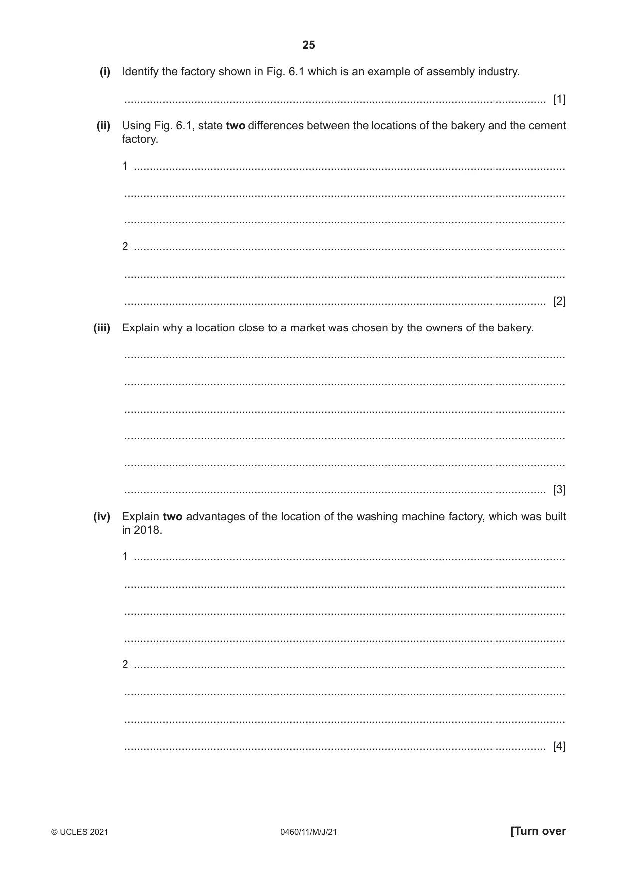 Cambridge IGCSE Geography 0460 2021 May/June Paper 1 · Variant 1 question paper, page 25 of 32