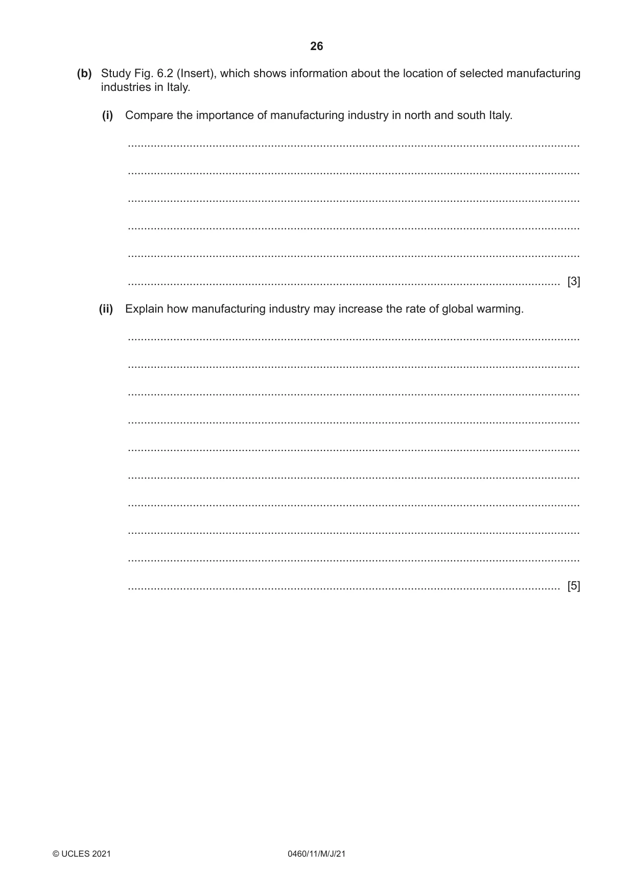 Cambridge IGCSE Geography 0460 2021 May/June Paper 1 · Variant 1 question paper, page 26 of 32