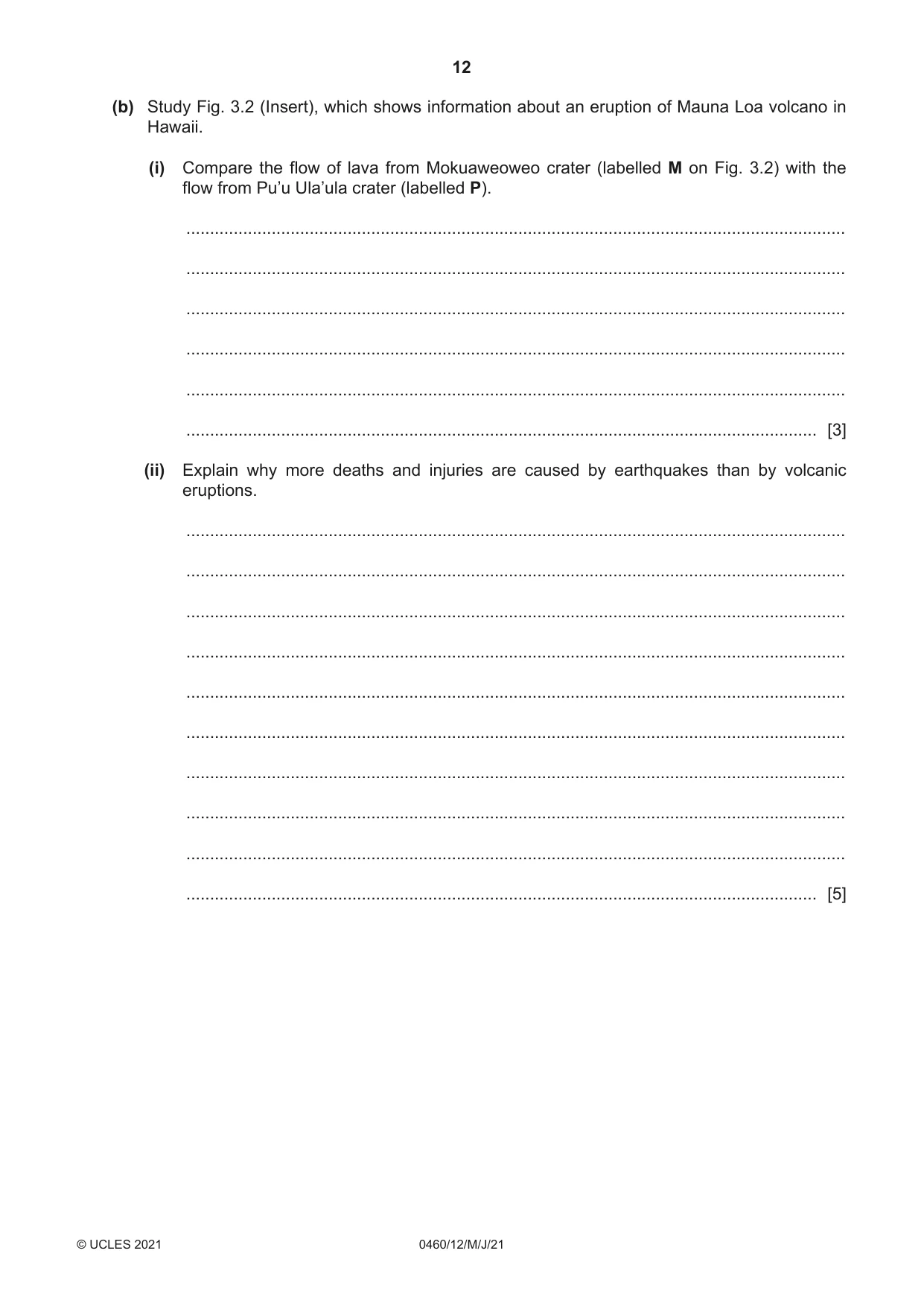 Cambridge IGCSE Geography 0460 2021 May/June Paper 1 · Variant 2 question paper, page 12 of 32